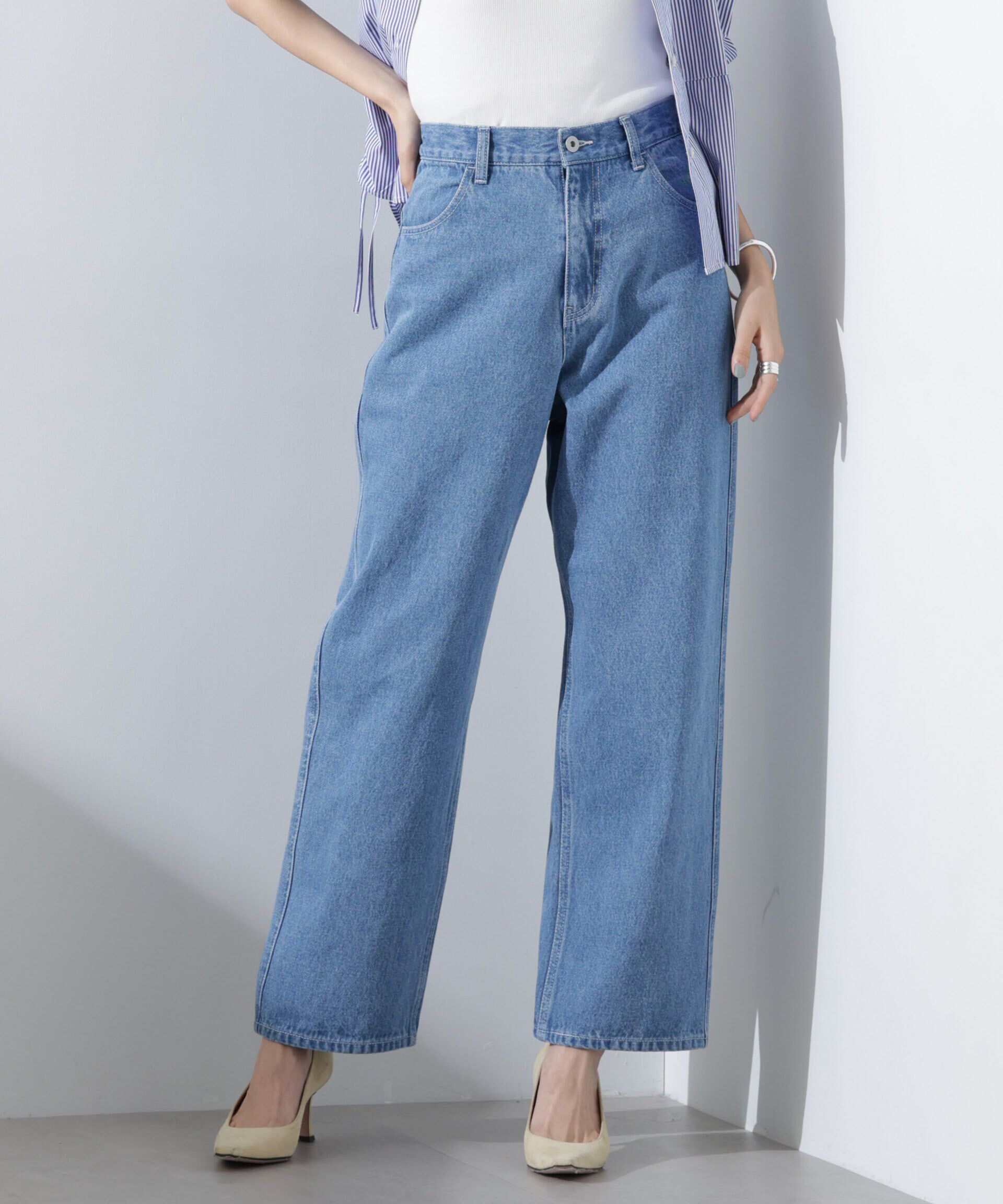 nano･universe「テーパードストレートデニムパンツ（セットアップ可）」|チノ|