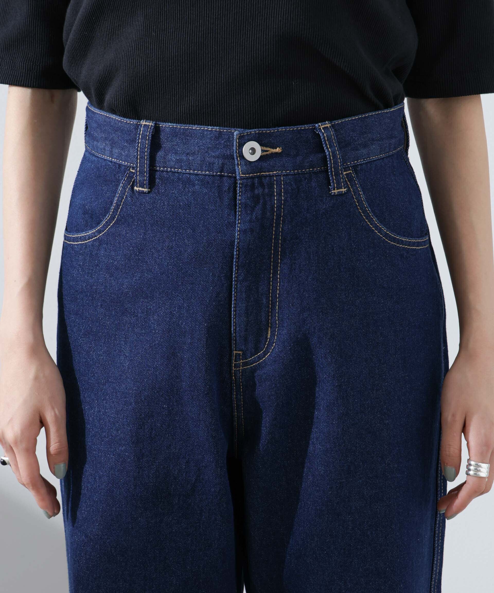 nano･universe「テーパードストレートデニムパンツ（セットアップ可）」|チノ|