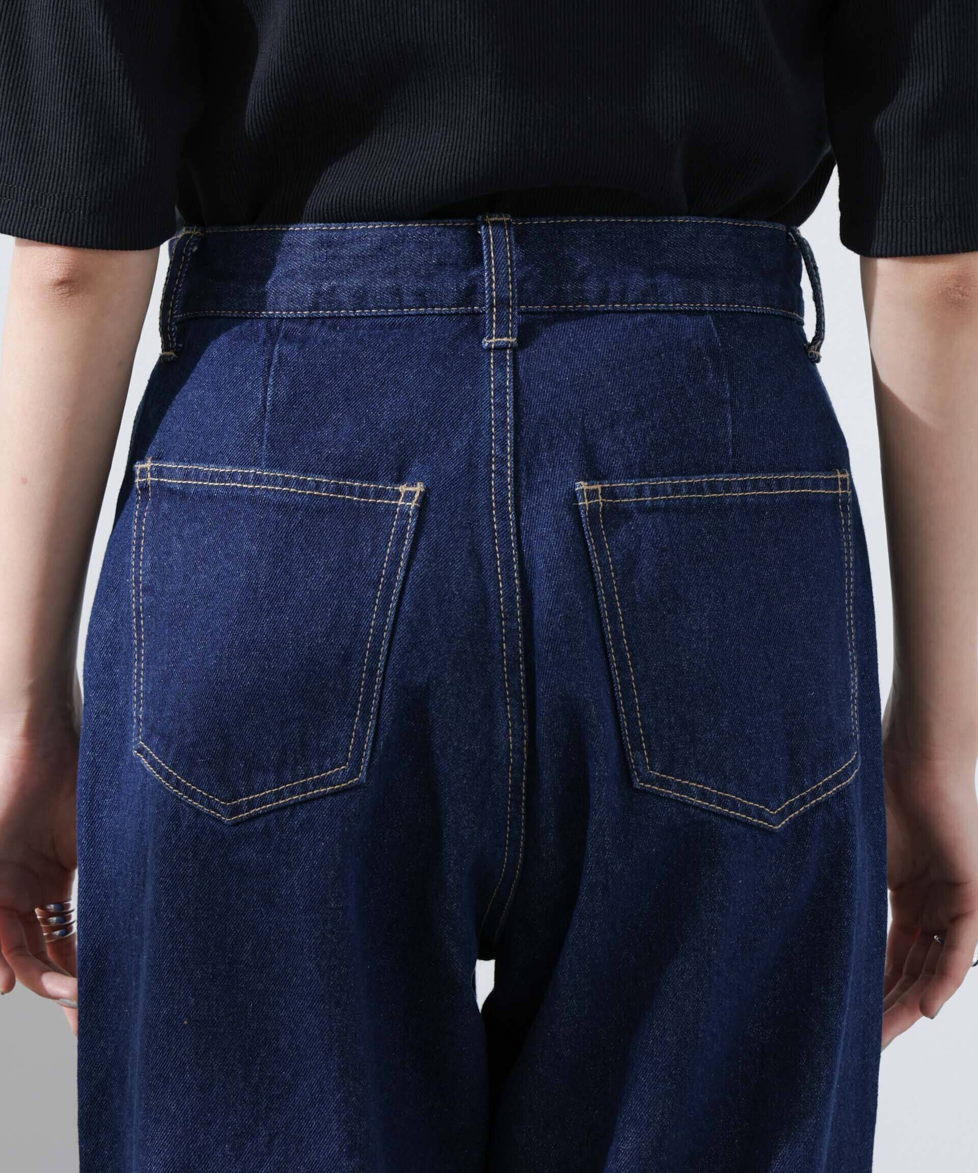 nano･universe「テーパードストレートデニムパンツ（セットアップ可）」|チノ|