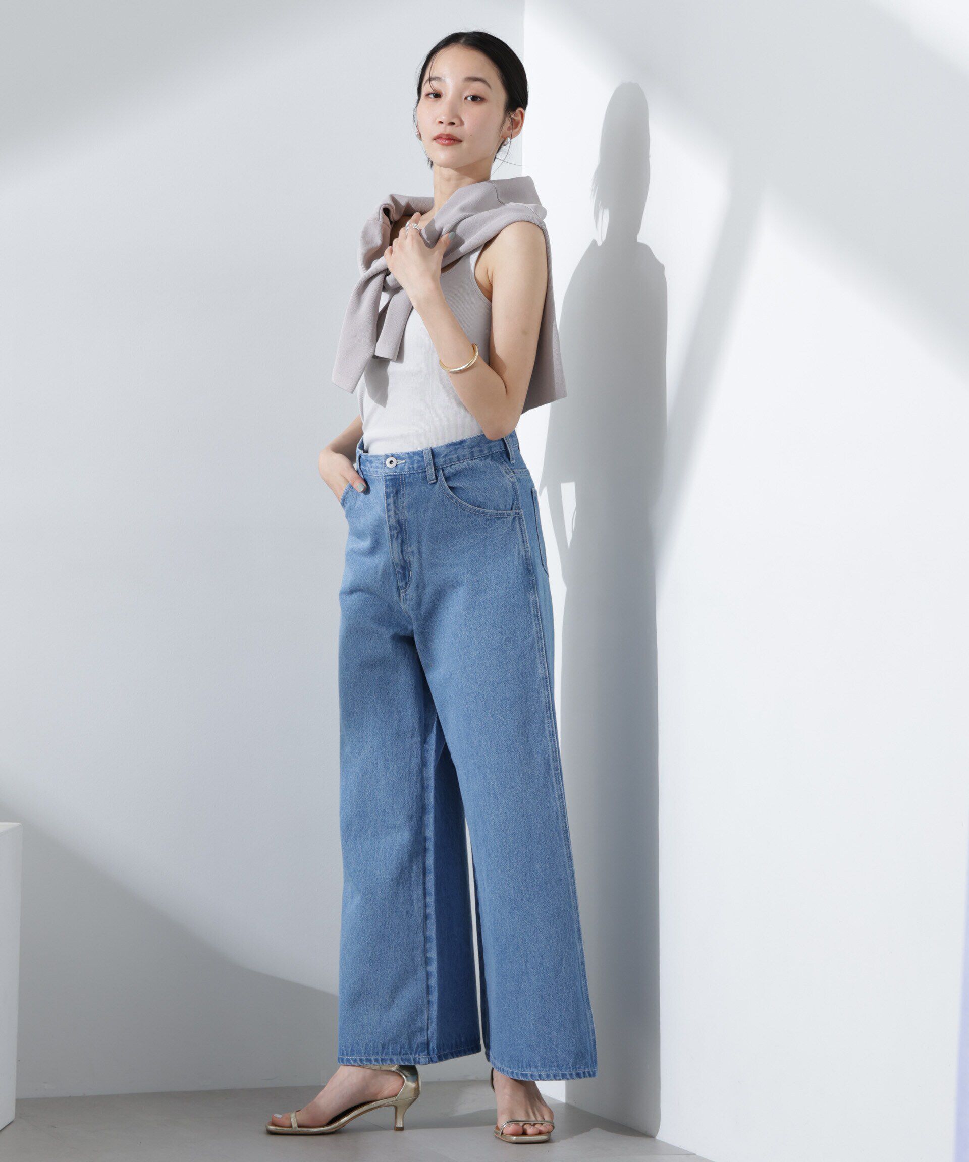 nano･universe「ワイドデニムパンツ（セットアップ可）」|チノ|