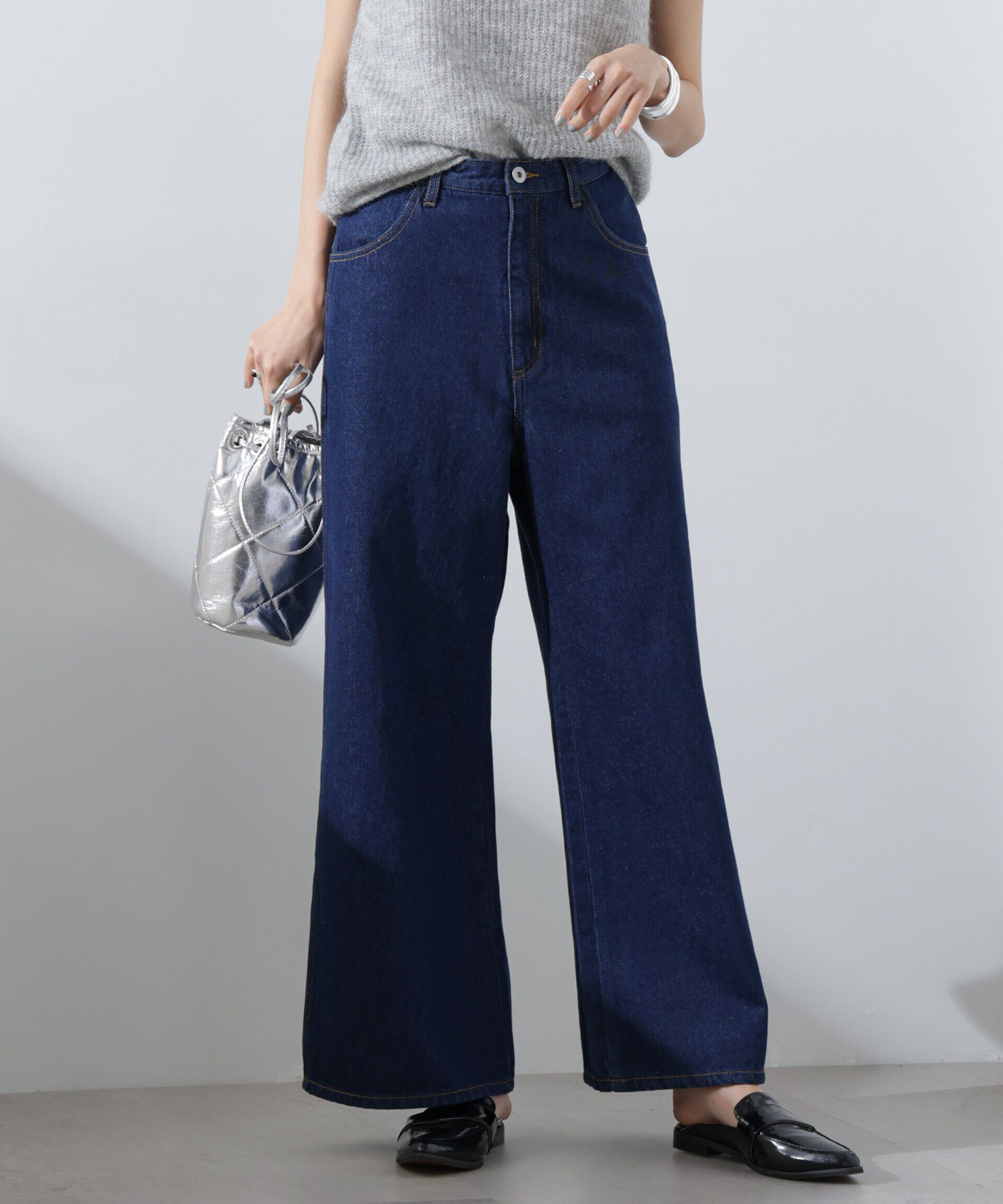nano･universe「ワイドデニムパンツ（セットアップ可）」|チノ|