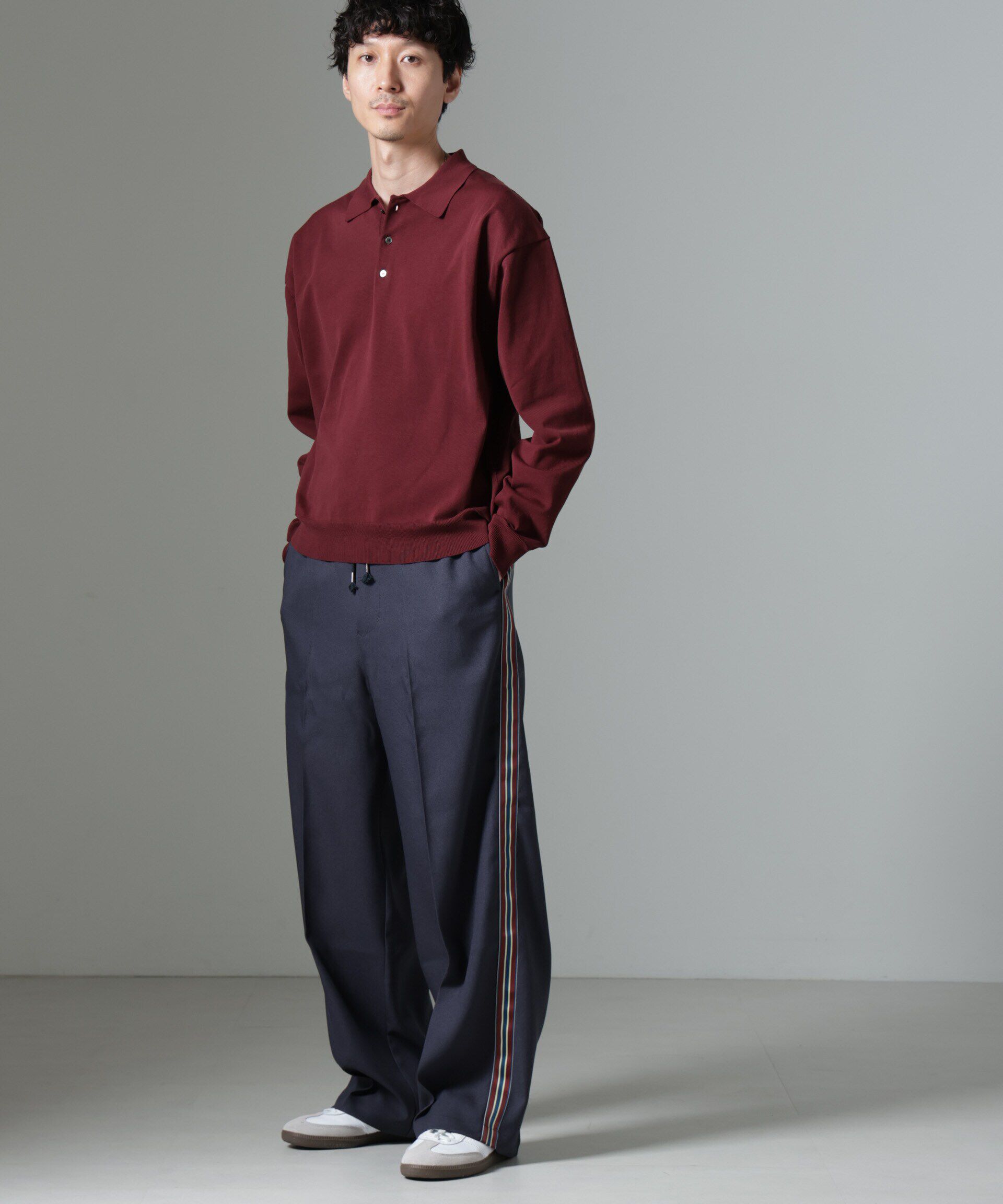 nano･universe「テックツイルサイドストライプイージーパンツ」|チノ|