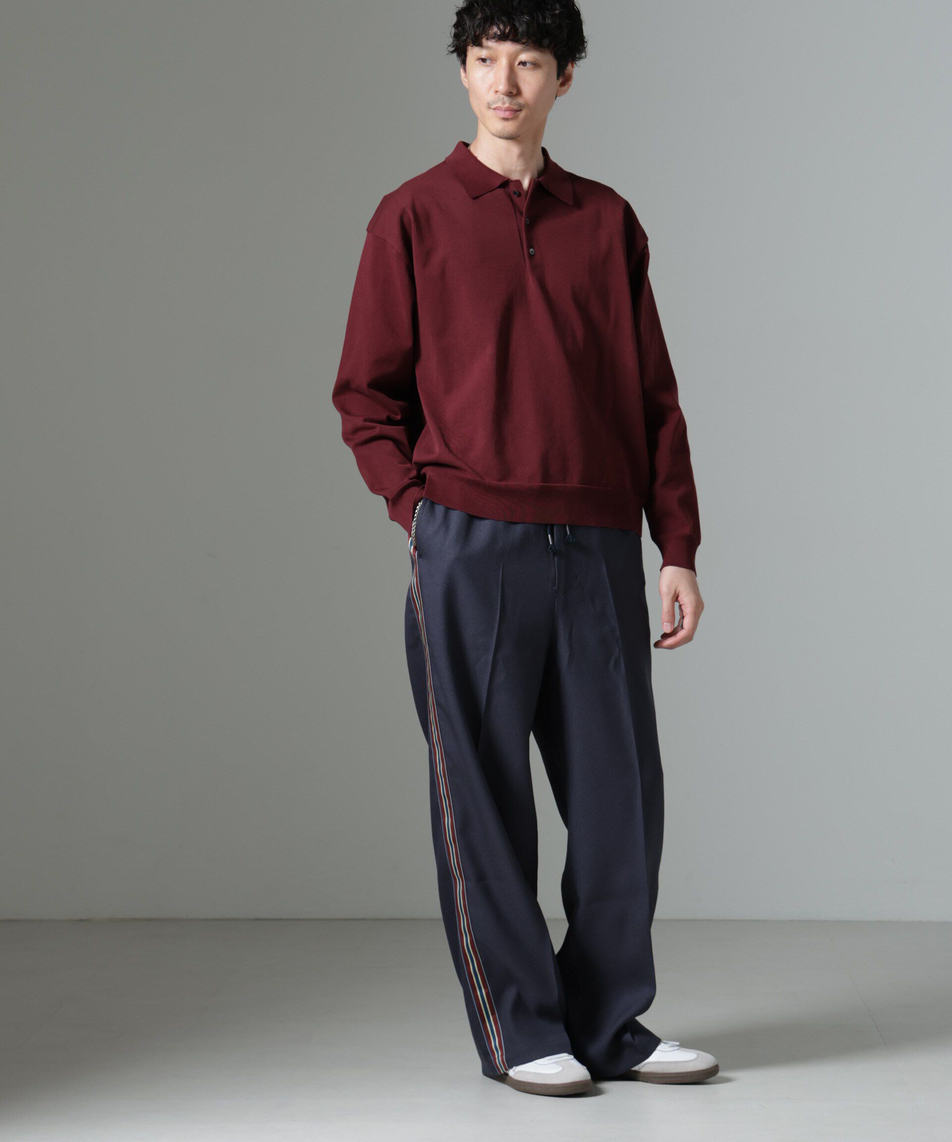 nano･universe「テックツイルサイドストライプイージーパンツ」|チノ|