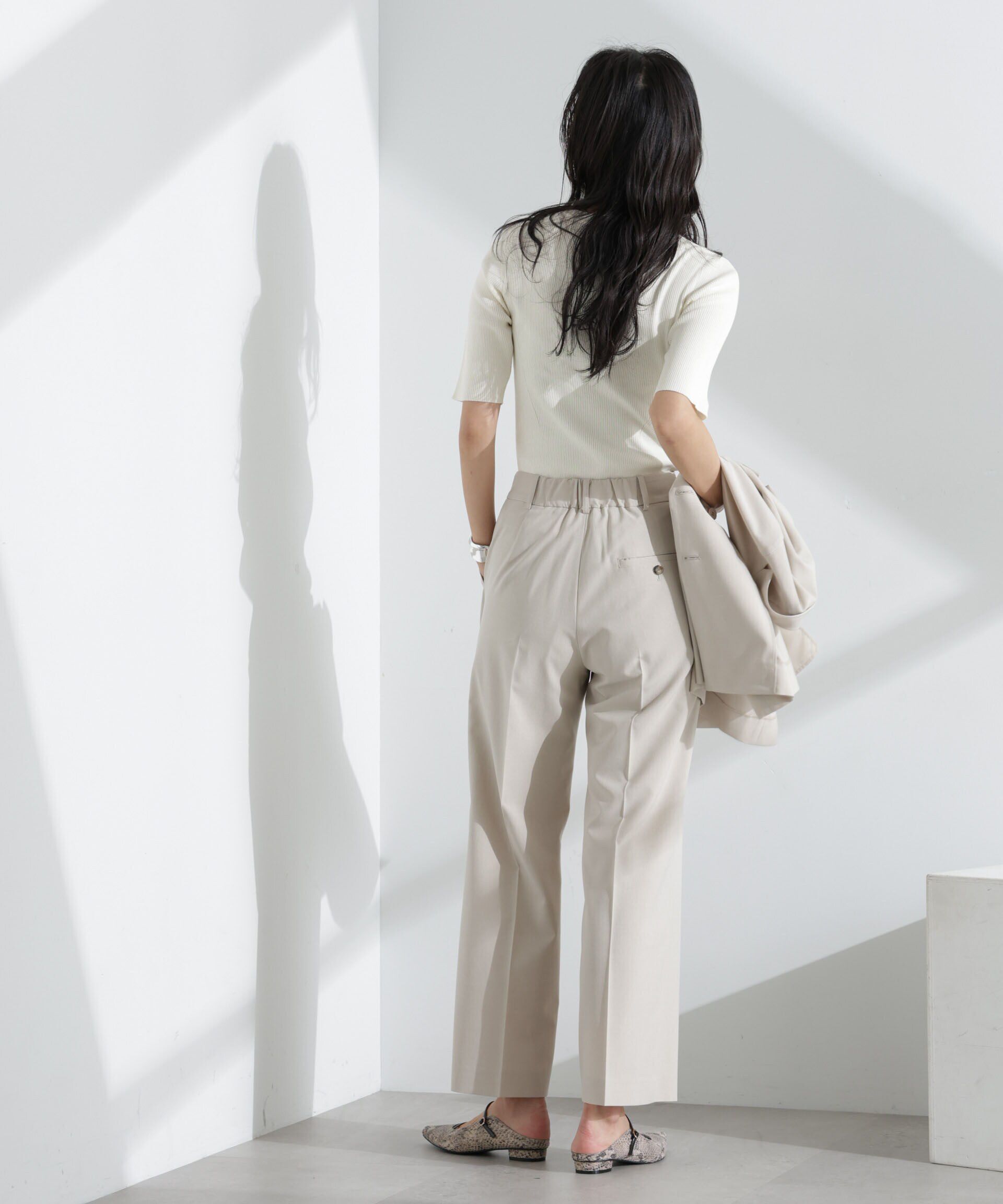 nano･universe「ウォッシャブルハイツイスト五分袖リブニット」|ニット・セーター|