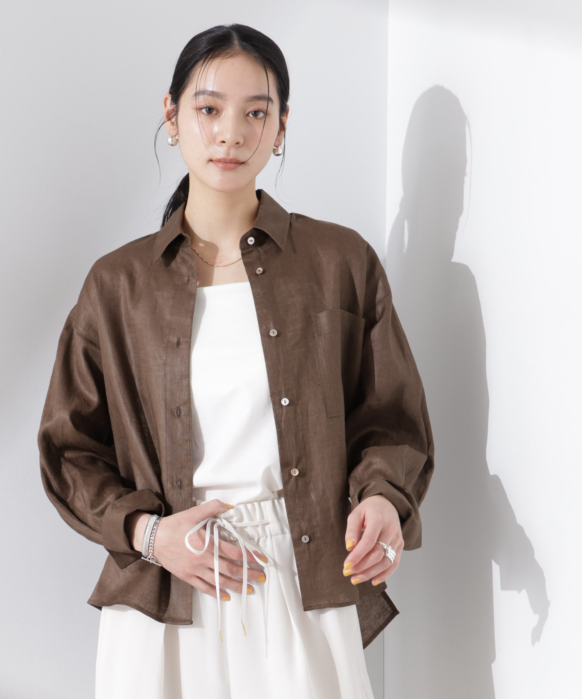 nano･universe「ヨーロピアンフラックス シアーシャツ（セットアップ可）」|シャツ・ブラウス|