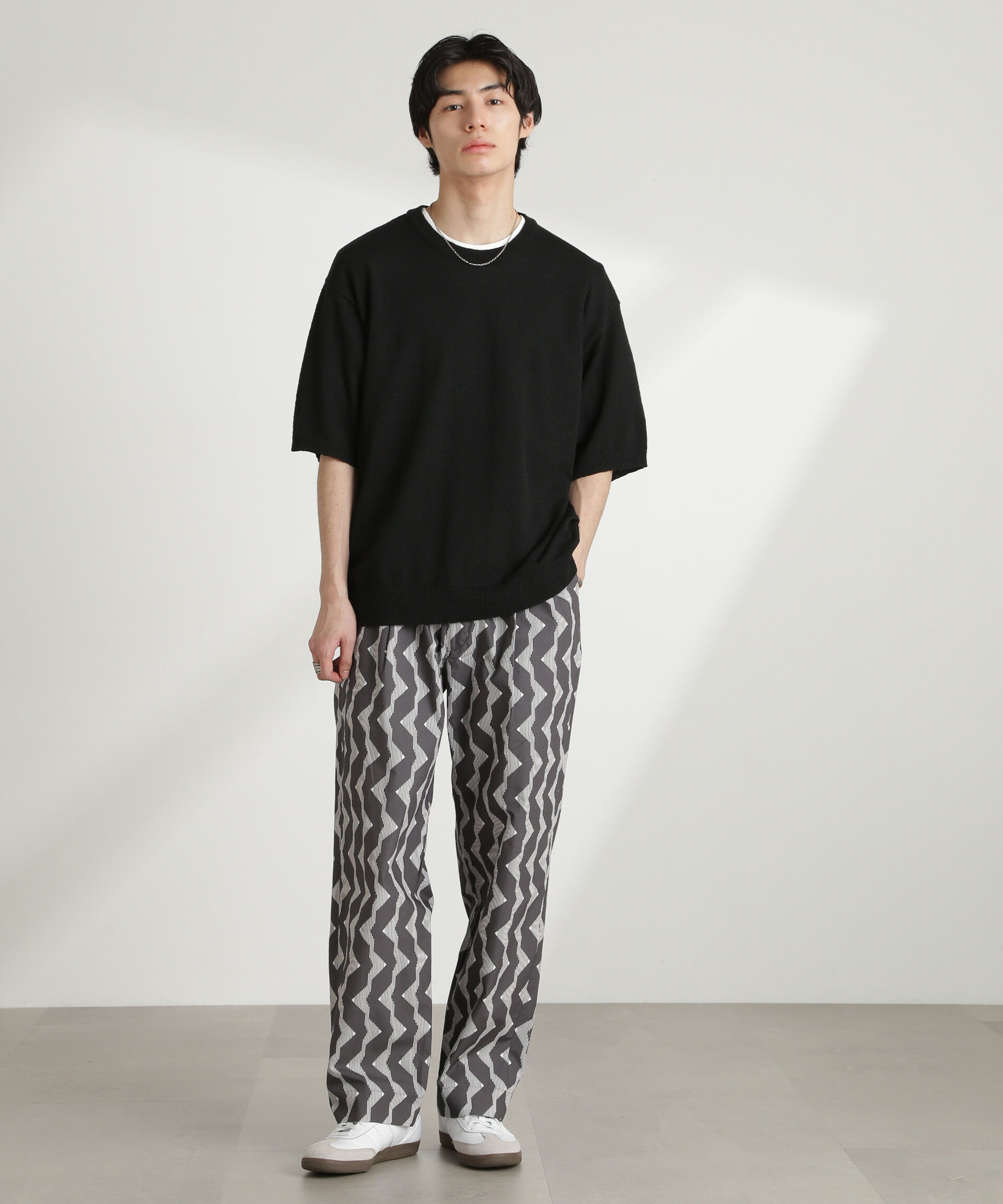 nano･universe「ブークレクルーネックニット 半袖」|ニット・セーター|