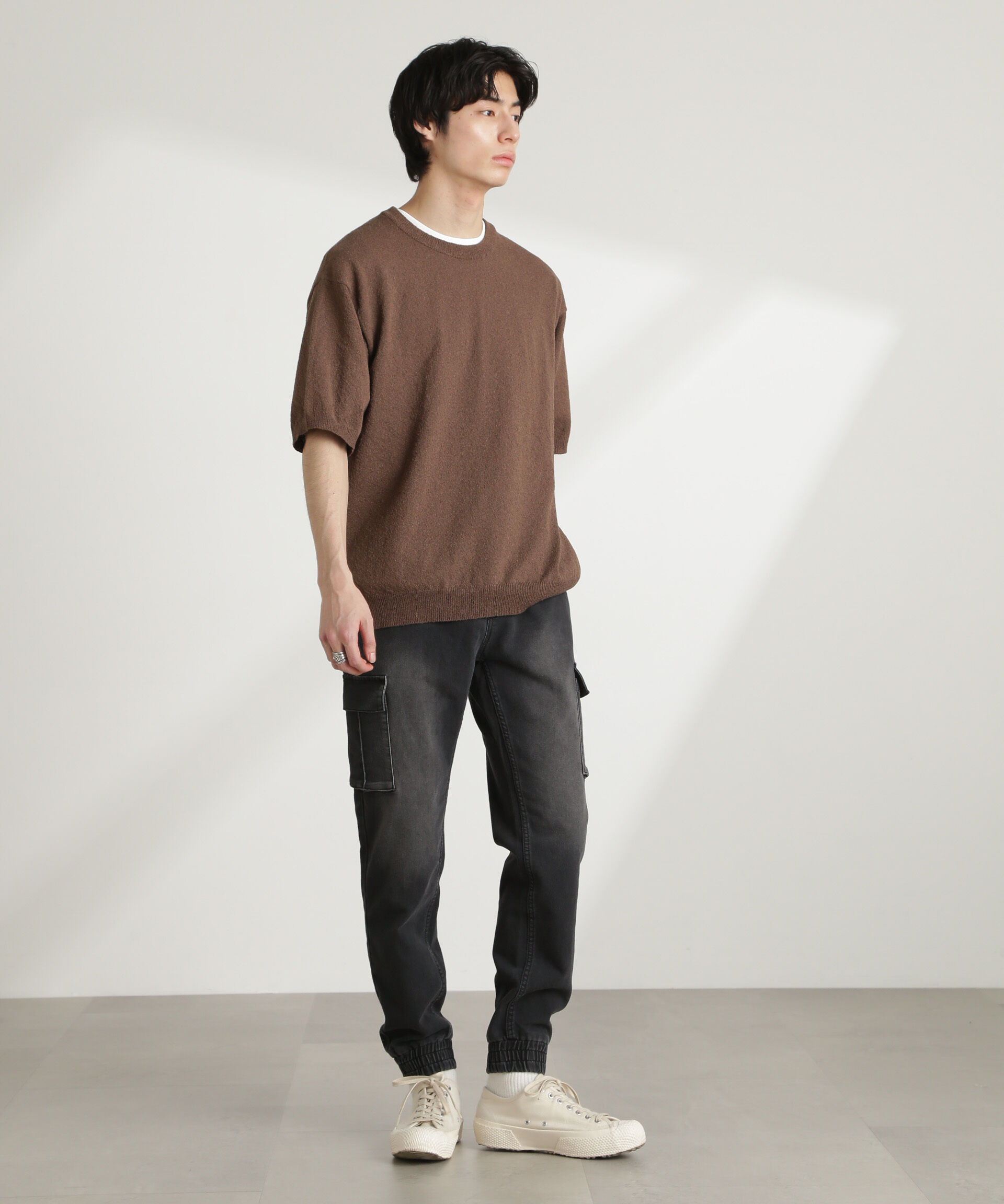 nano･universe「ブークレクルーネックニット 半袖」|ニット・セーター|