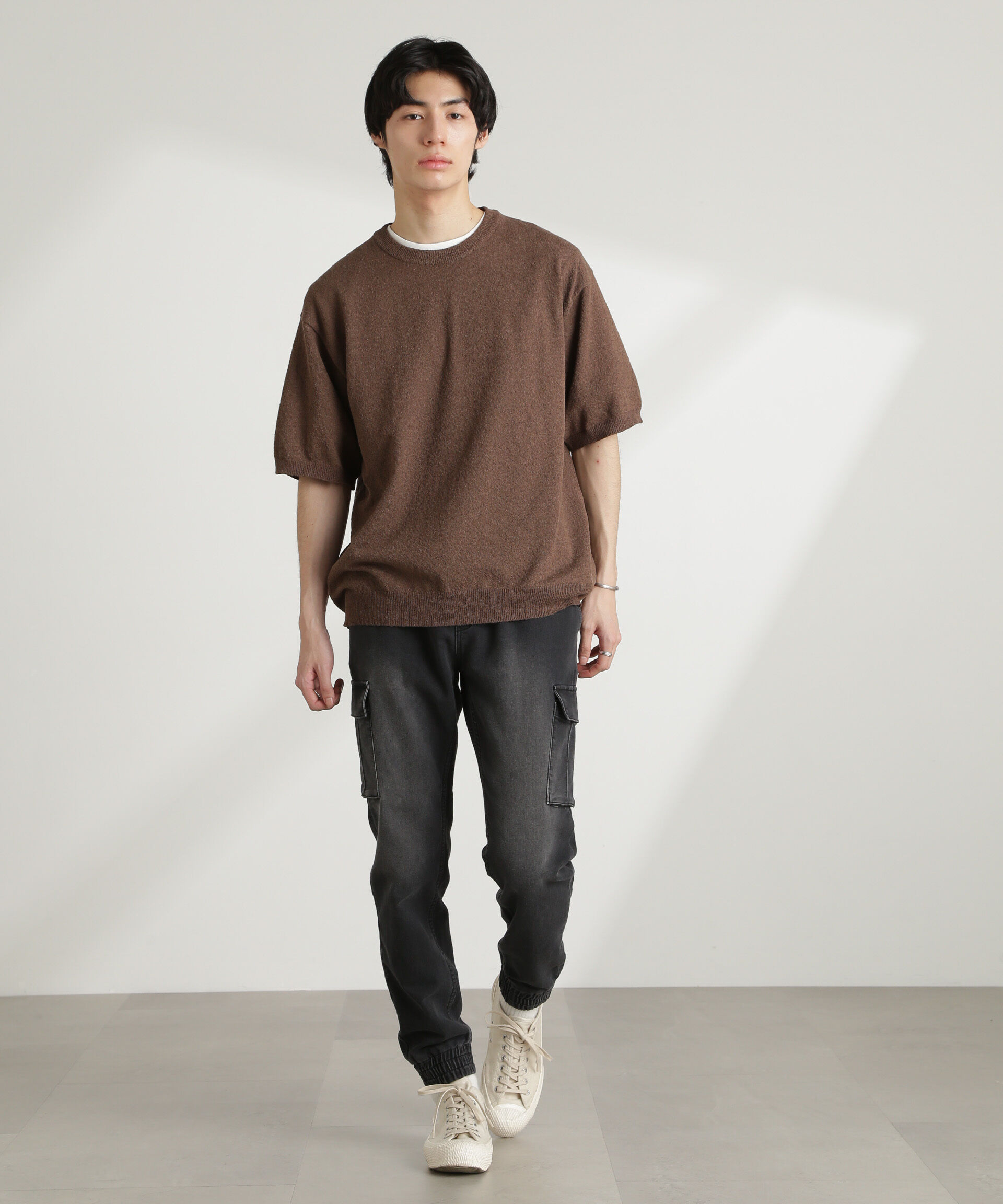 nano･universe「ブークレクルーネックニット 半袖」|ニット・セーター|