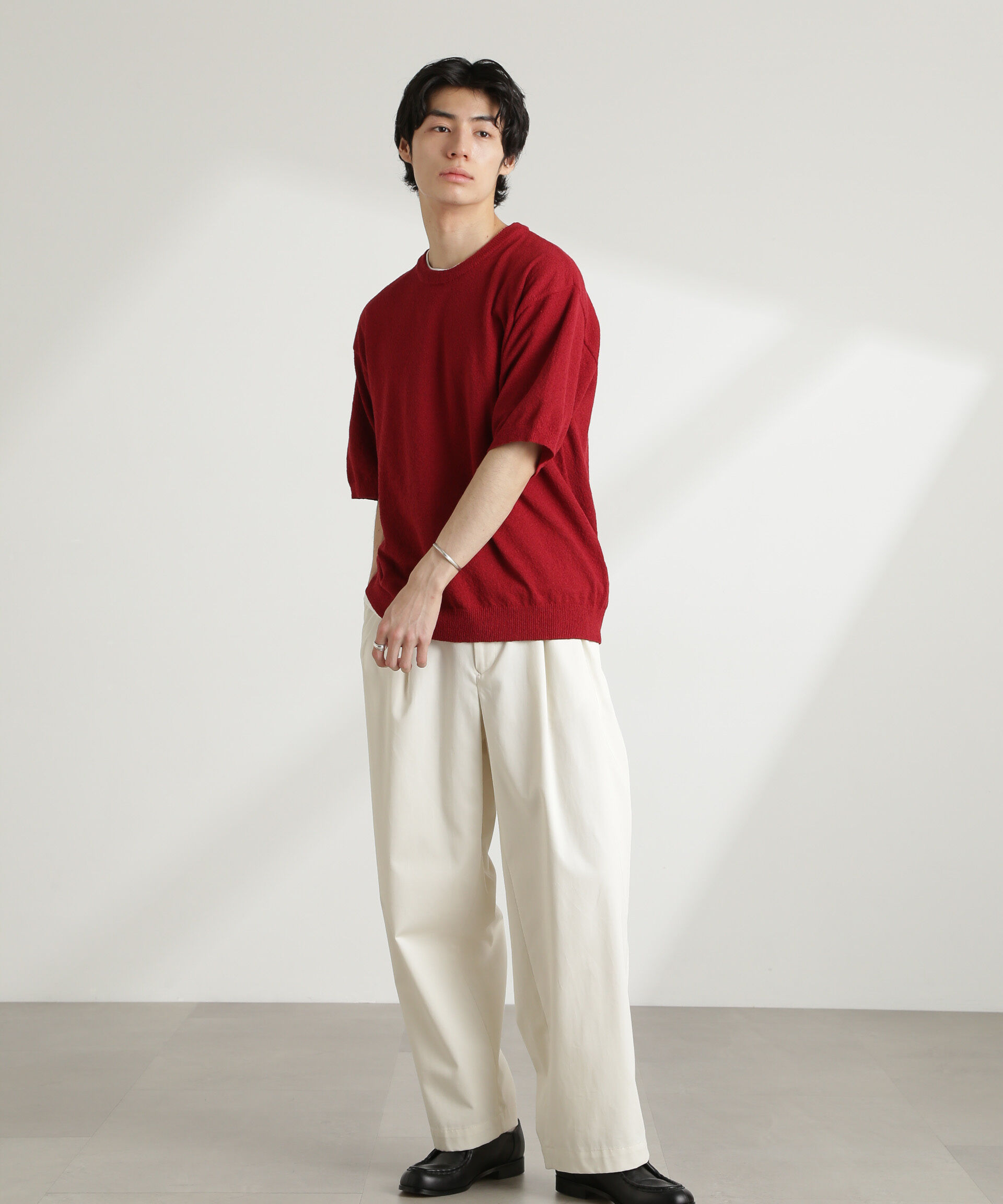 nano･universe「ブークレクルーネックニット 半袖」|ニット・セーター|