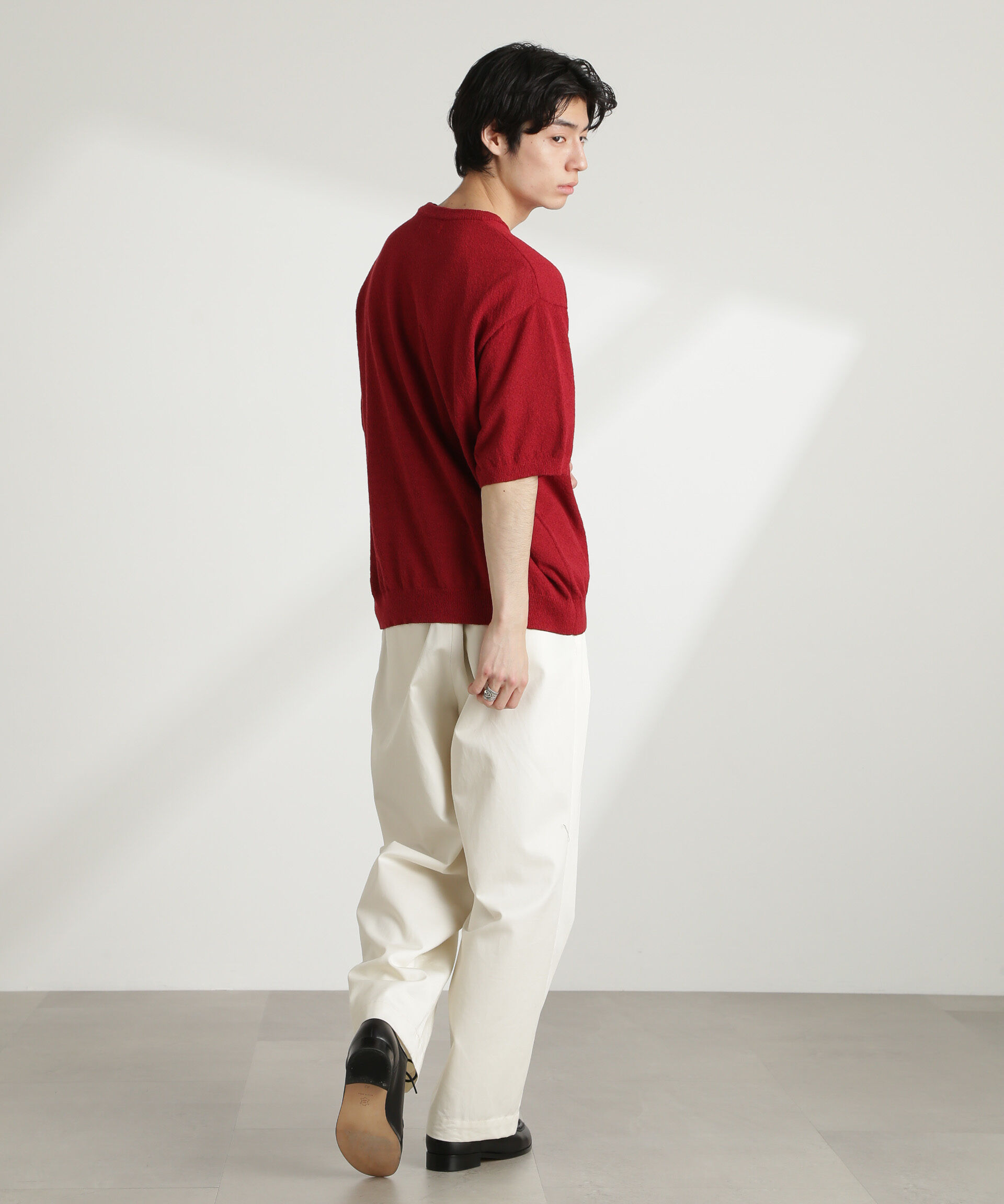 nano･universe「ブークレクルーネックニット 半袖」|ニット・セーター|