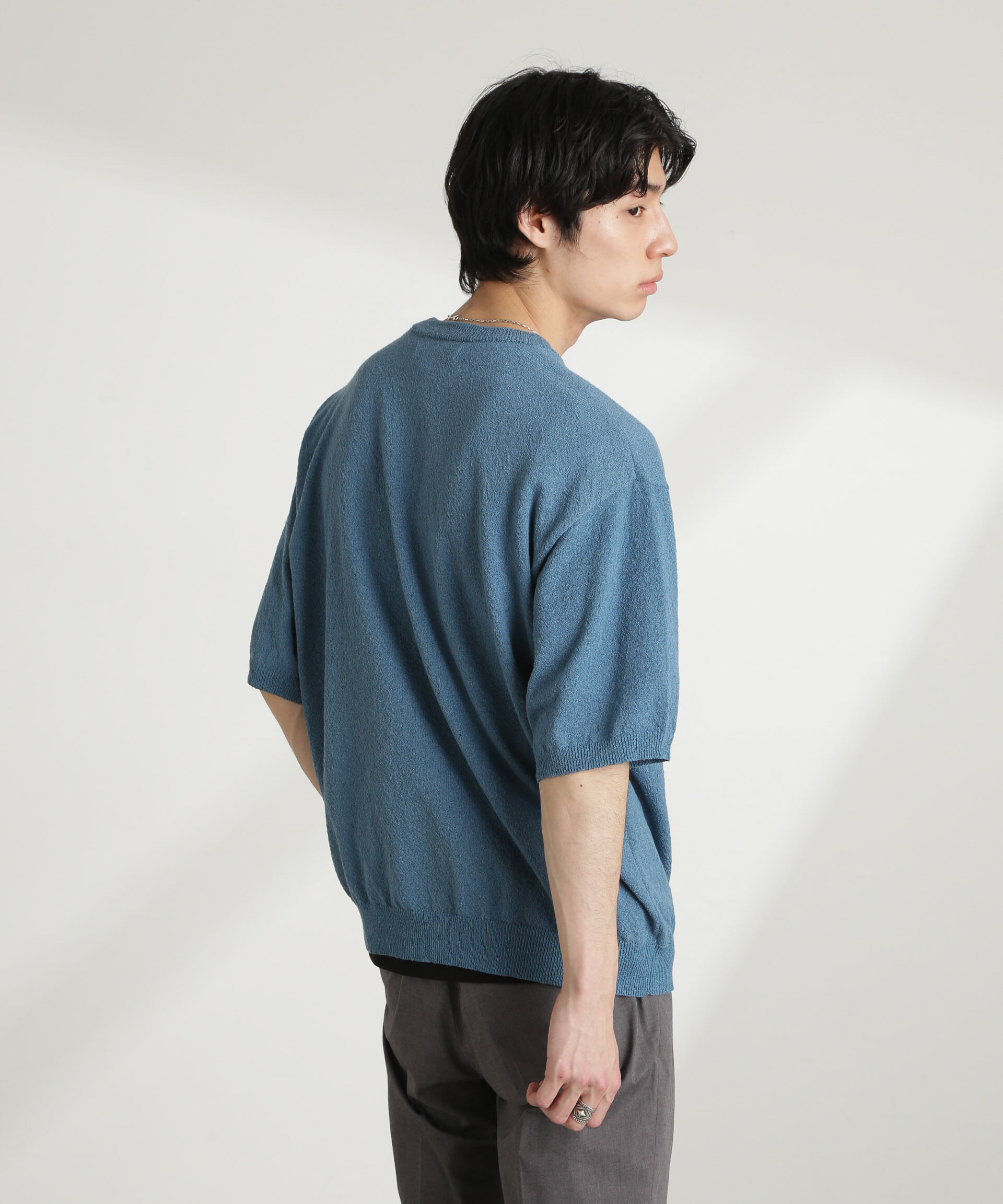 nano･universe「ブークレクルーネックニット 半袖」|ニット・セーター|