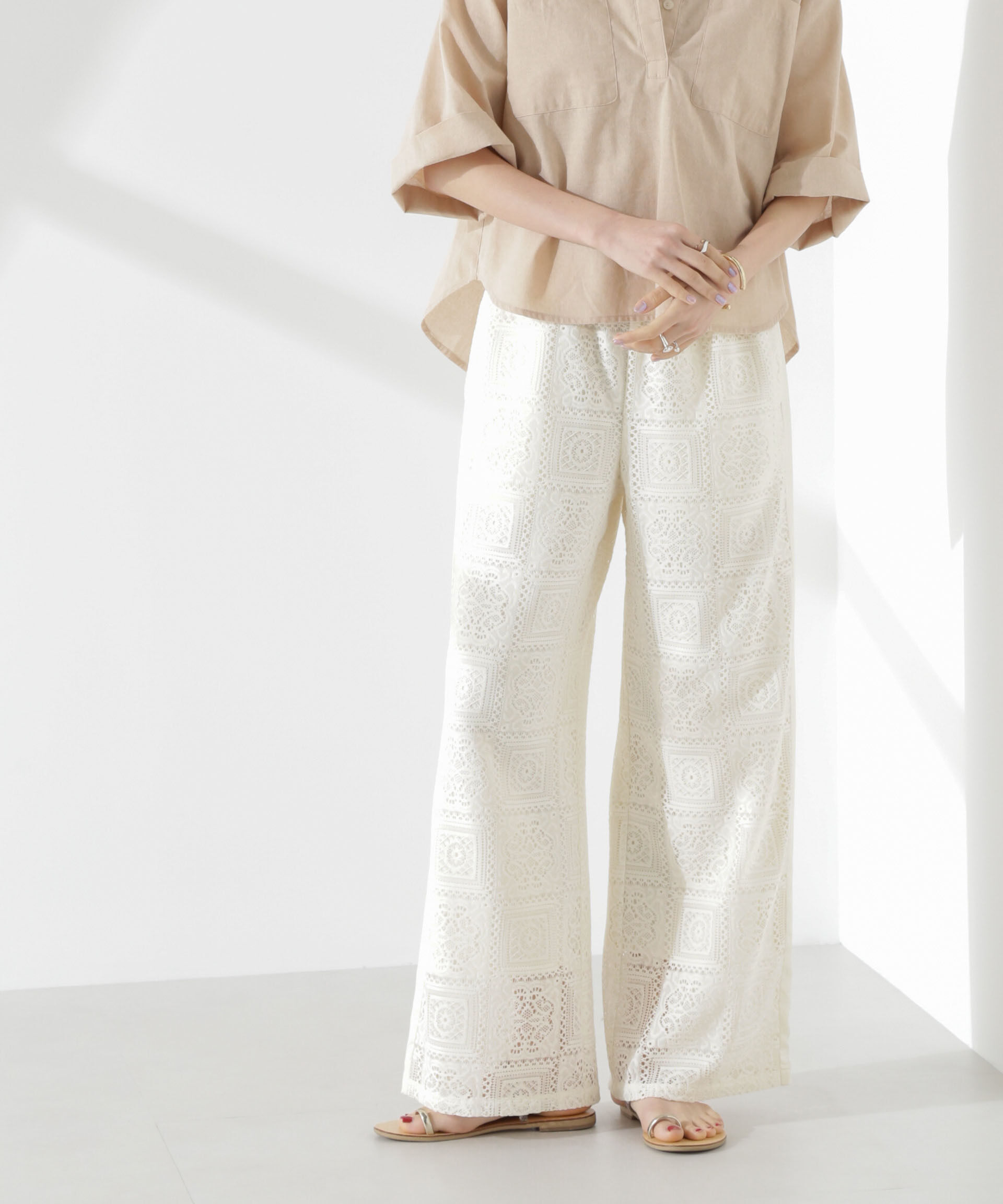 nano･universe「サイド切り替えレースパンツ」|チノ|