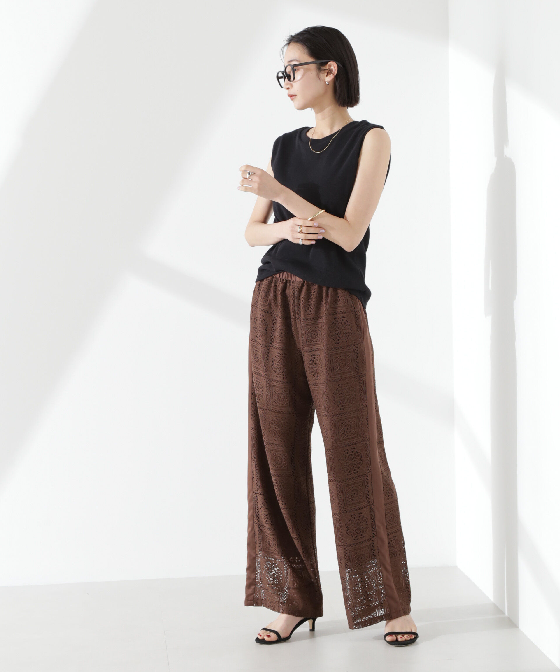 nano･universe「サイド切り替えレースパンツ」|チノ|