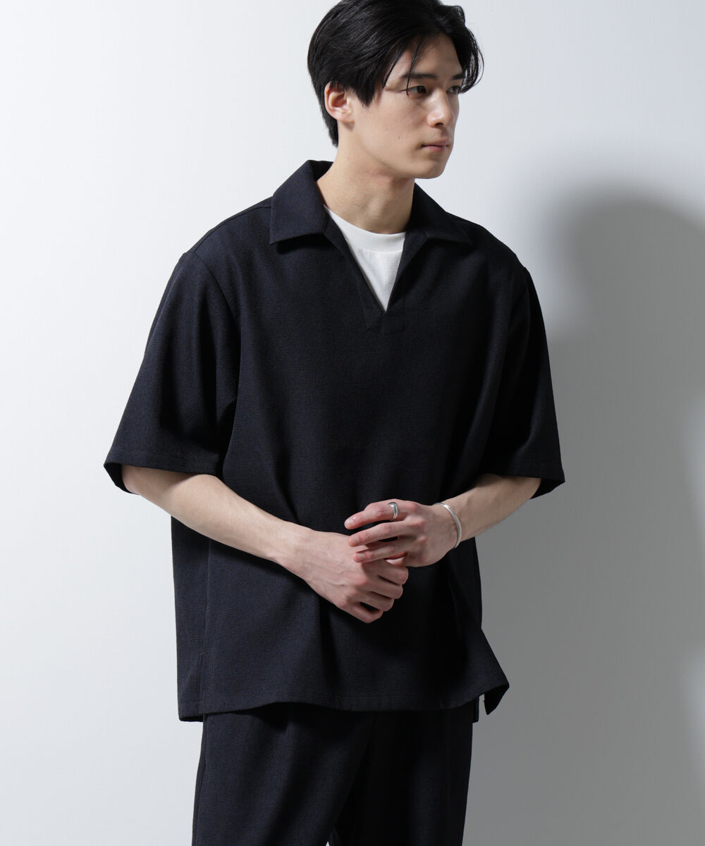 nano･universe「「MC」coveross(R)EOS ポリエステル ブッチャースキッパーシャツ」|シャツ・ブラウス|ネイビー