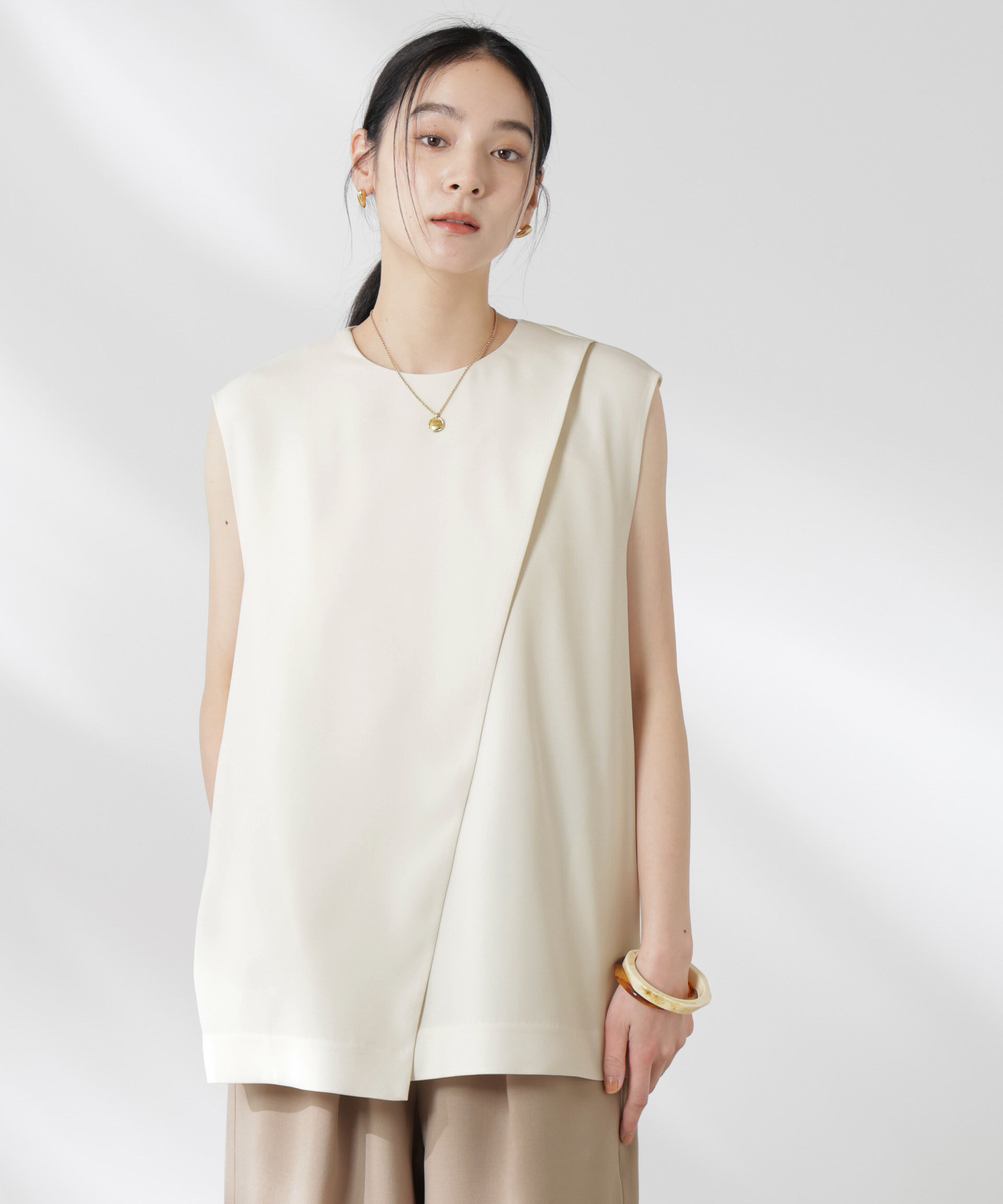 nano･universe「ダブルクロスフロントレイヤードブラウス (セットアップ可)」|シャツ・ブラウス|