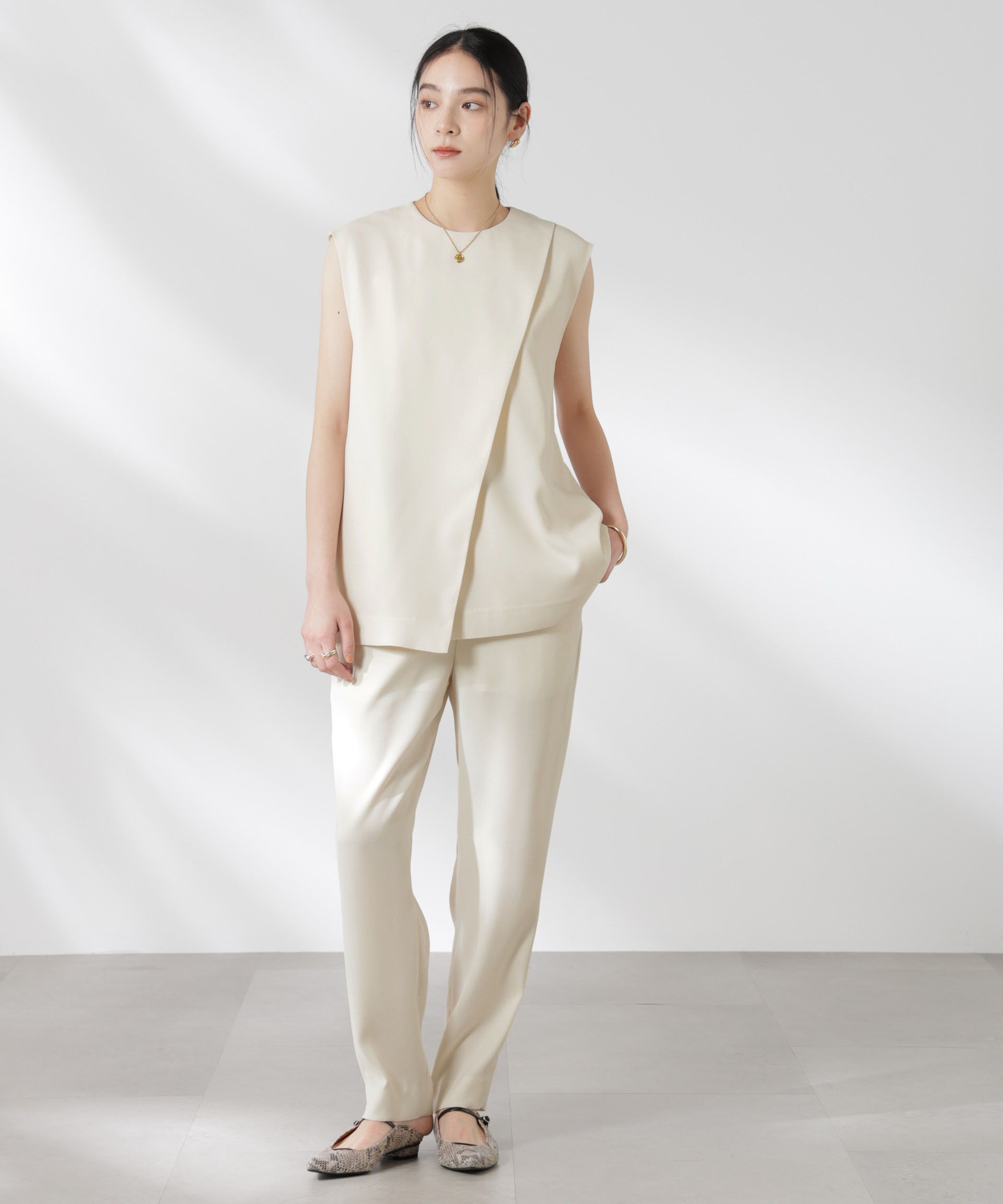 nano･universe「ダブルクロスフロントレイヤードブラウス (セットアップ可)」|シャツ・ブラウス|