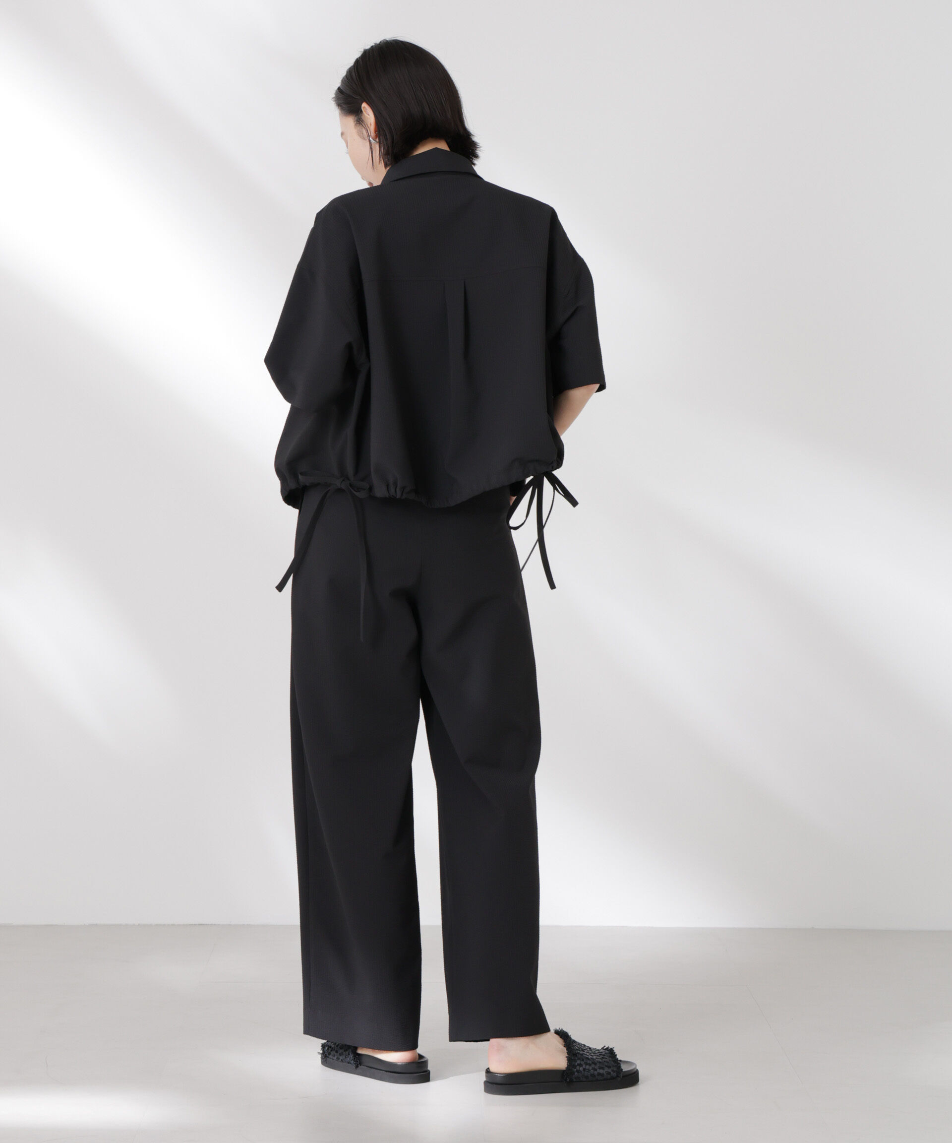 nano･universe「サッカータックワイドパンツ(セットアップ可)」|チノ|