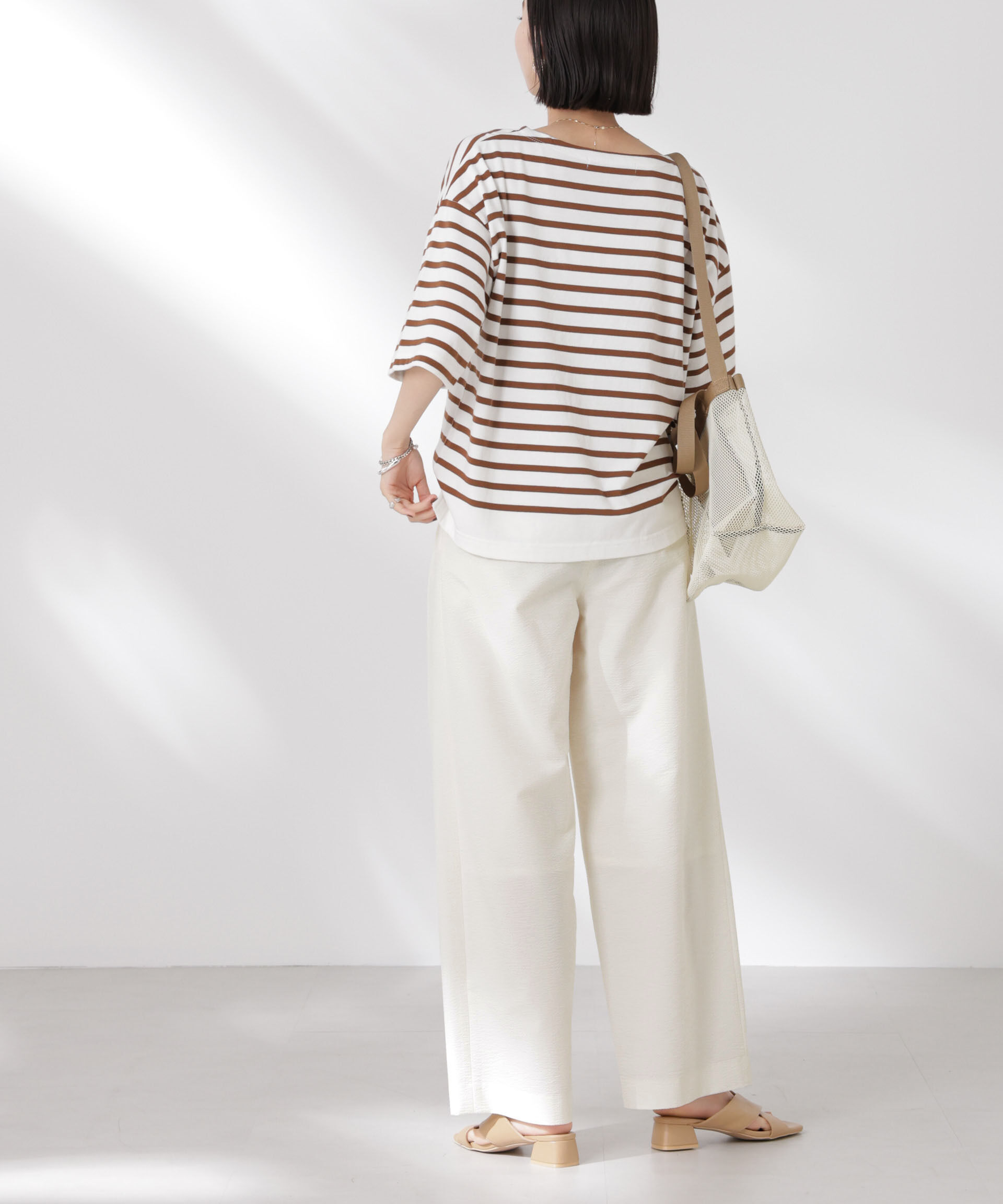 nano･universe「サッカータックワイドパンツ(セットアップ可)」|チノ|