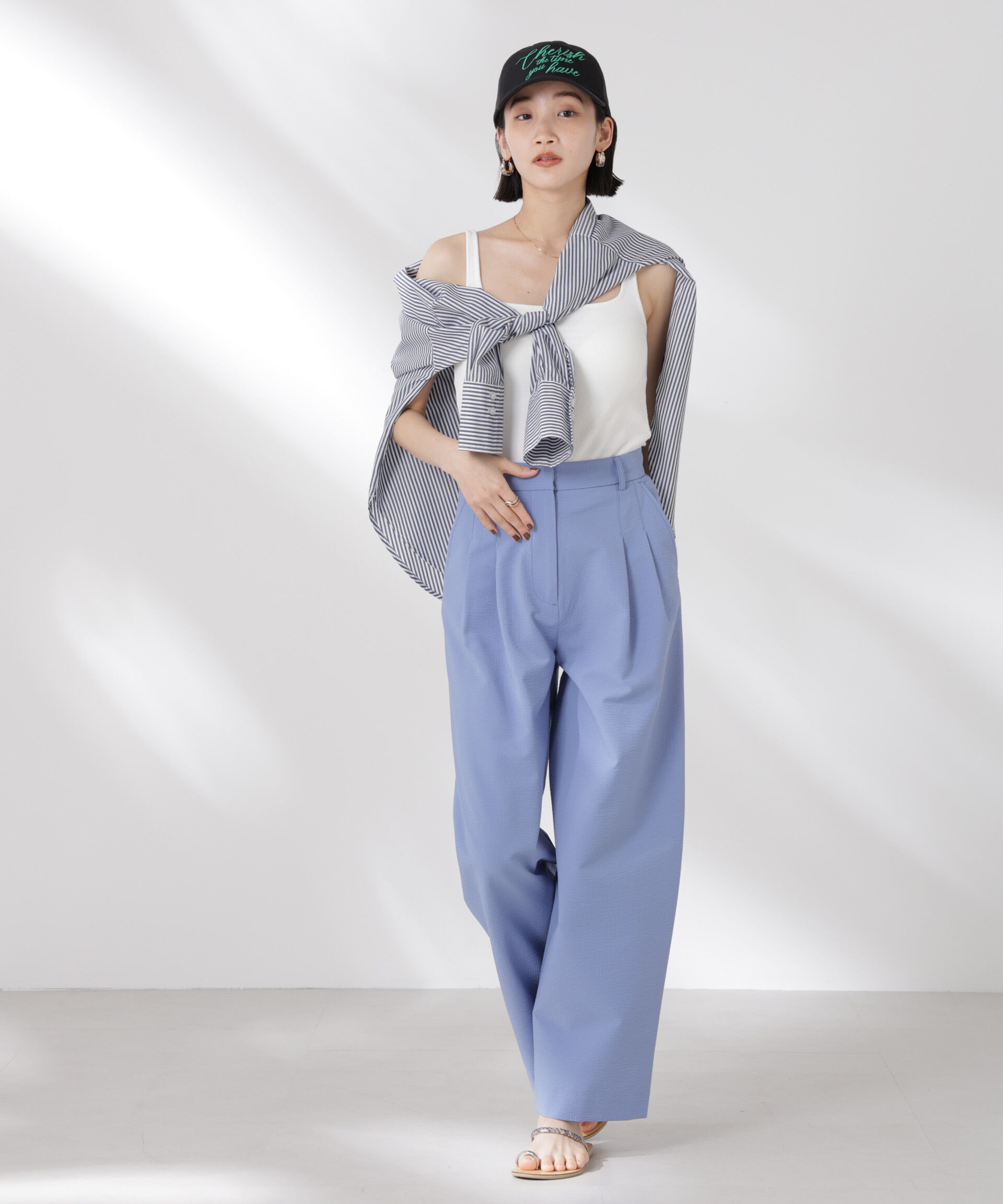 nano･universe「サッカータックワイドパンツ(セットアップ可)」|チノ|