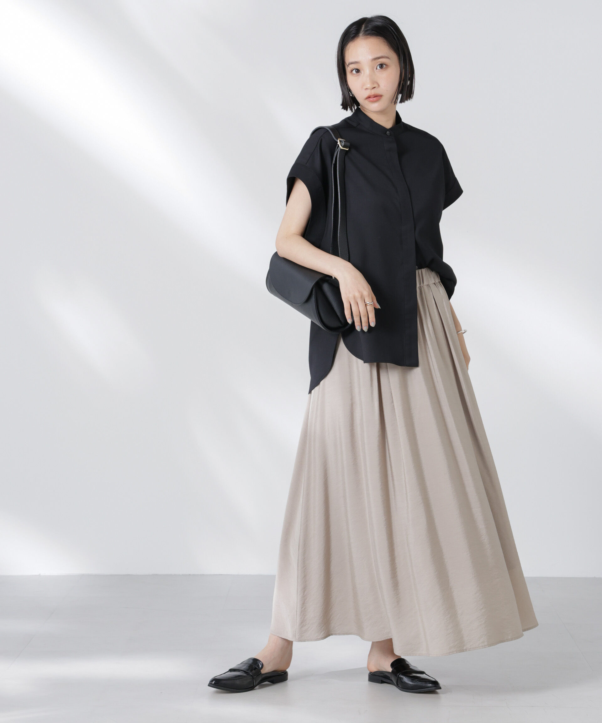 nano･universe「バンドカラーノースリーブシャツ(セットアップ可)」|シャツ・ブラウス|