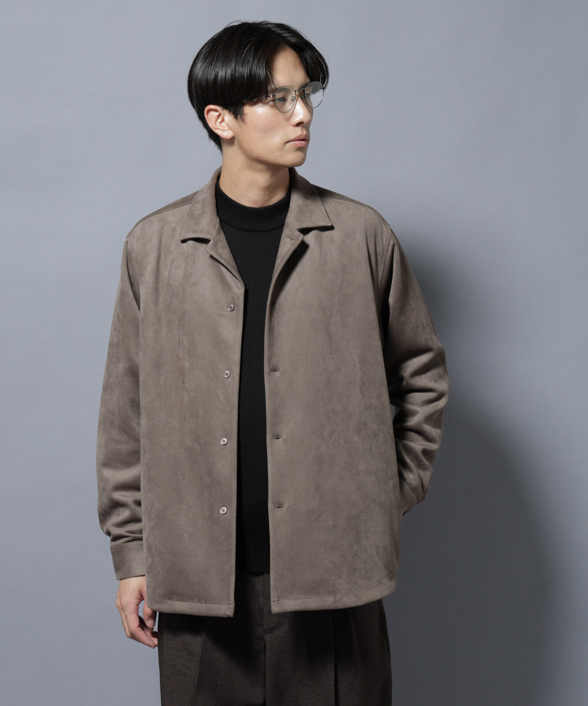 nano･universe「フェイクスエードシャツ 長袖」|シャツ・ブラウス|グレージュ3