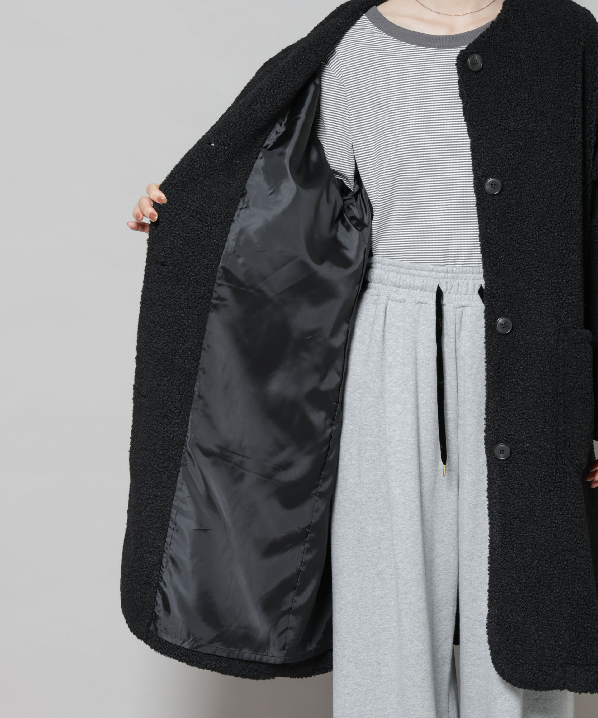 nano･universe「ソフトボアノーカラーコート」|その他|