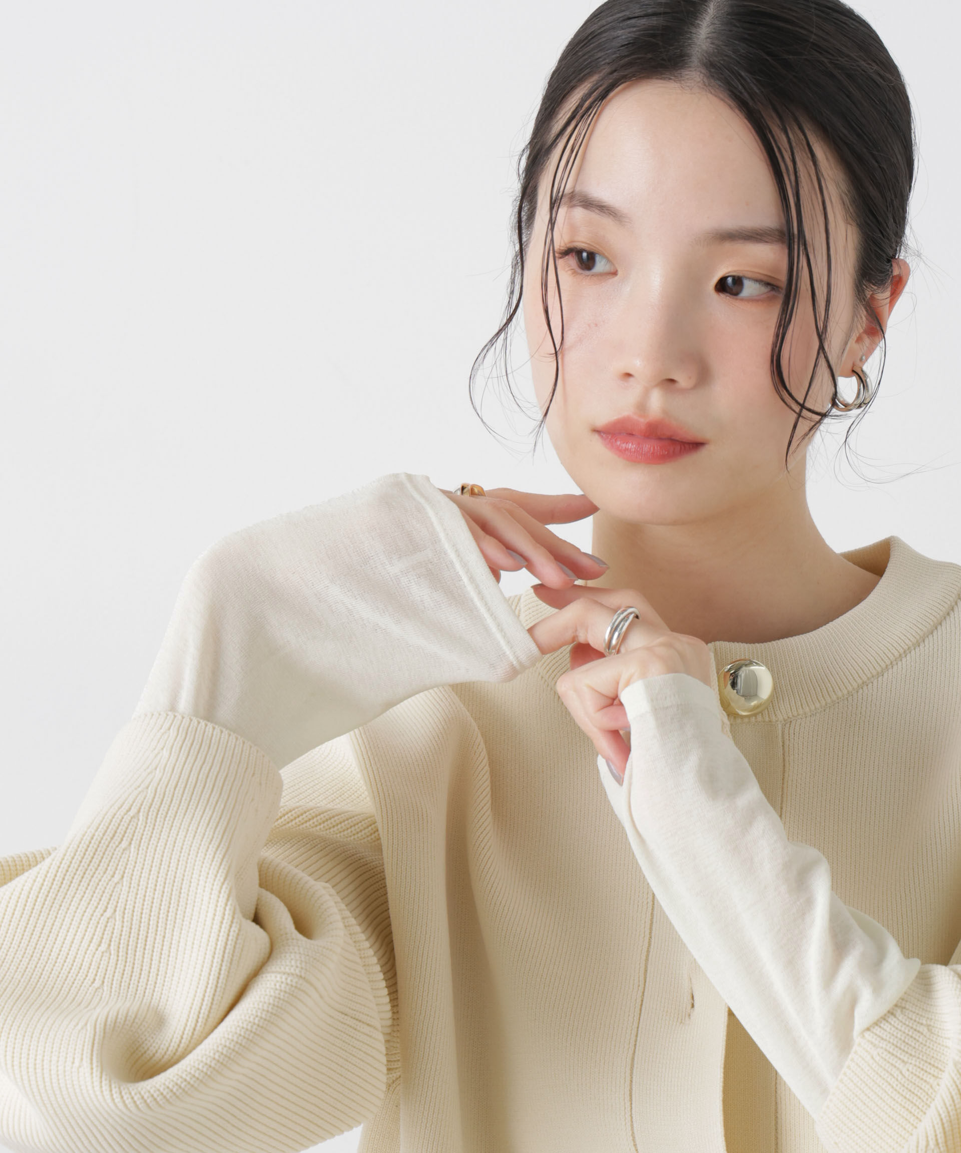 nano･universe「スラブシアーロングスリーブTシャツ」|Tシャツ・カットソー|ホワイト