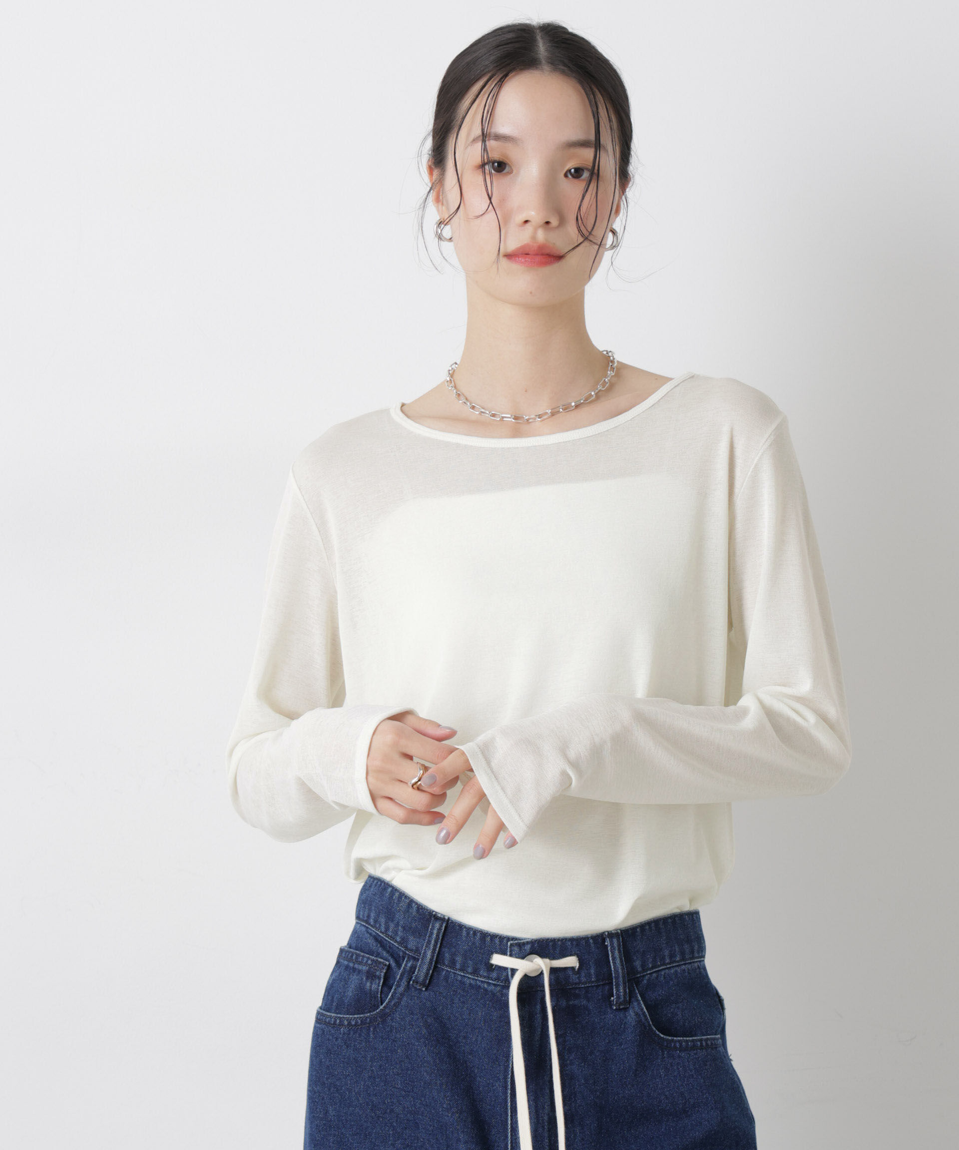 nano･universe「スラブシアーロングスリーブTシャツ」|Tシャツ・カットソー|