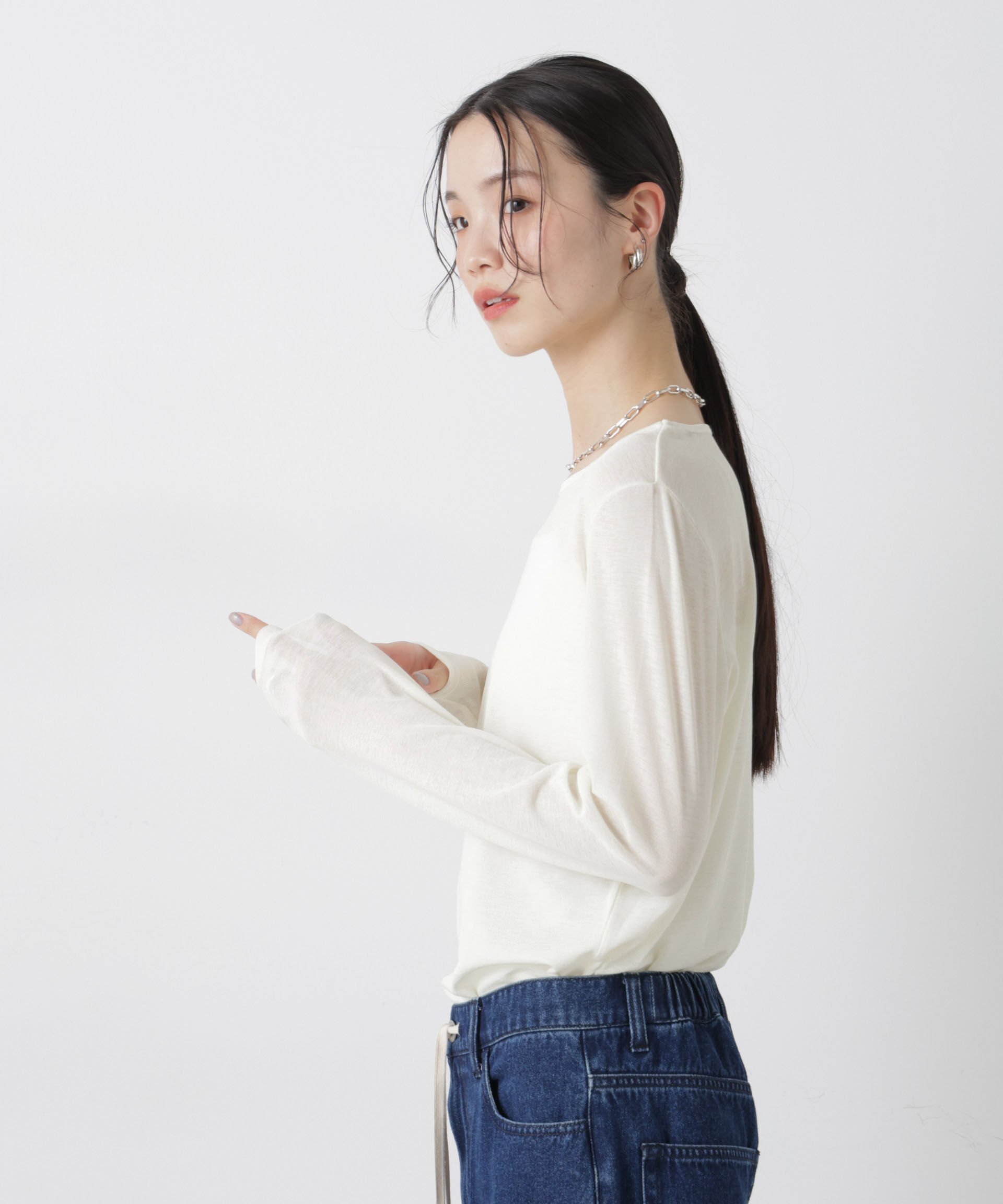 nano･universe「スラブシアーロングスリーブTシャツ」|Tシャツ・カットソー|