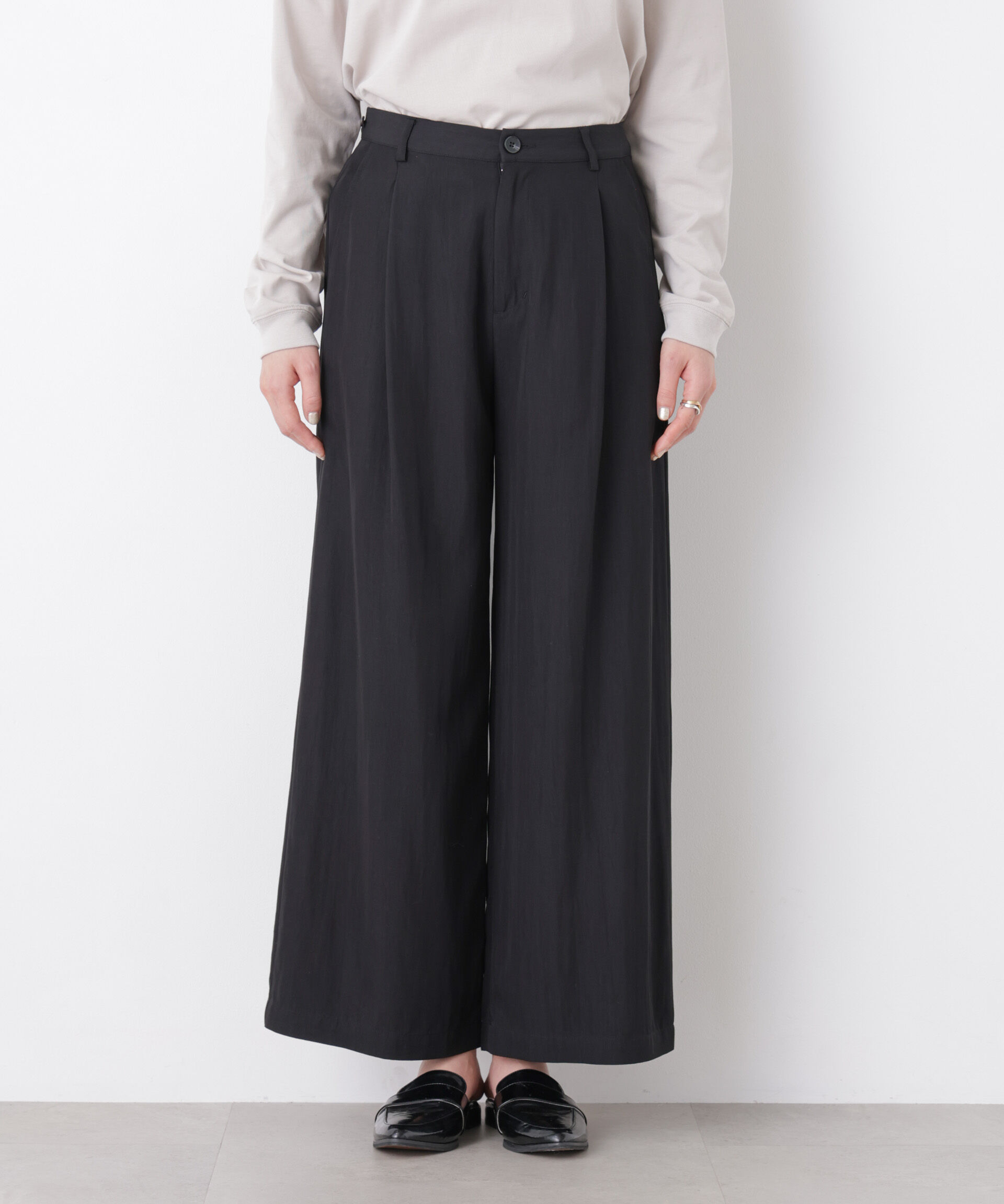 nano･universe「スカーフセットタックワイドパンツ」|チノ|