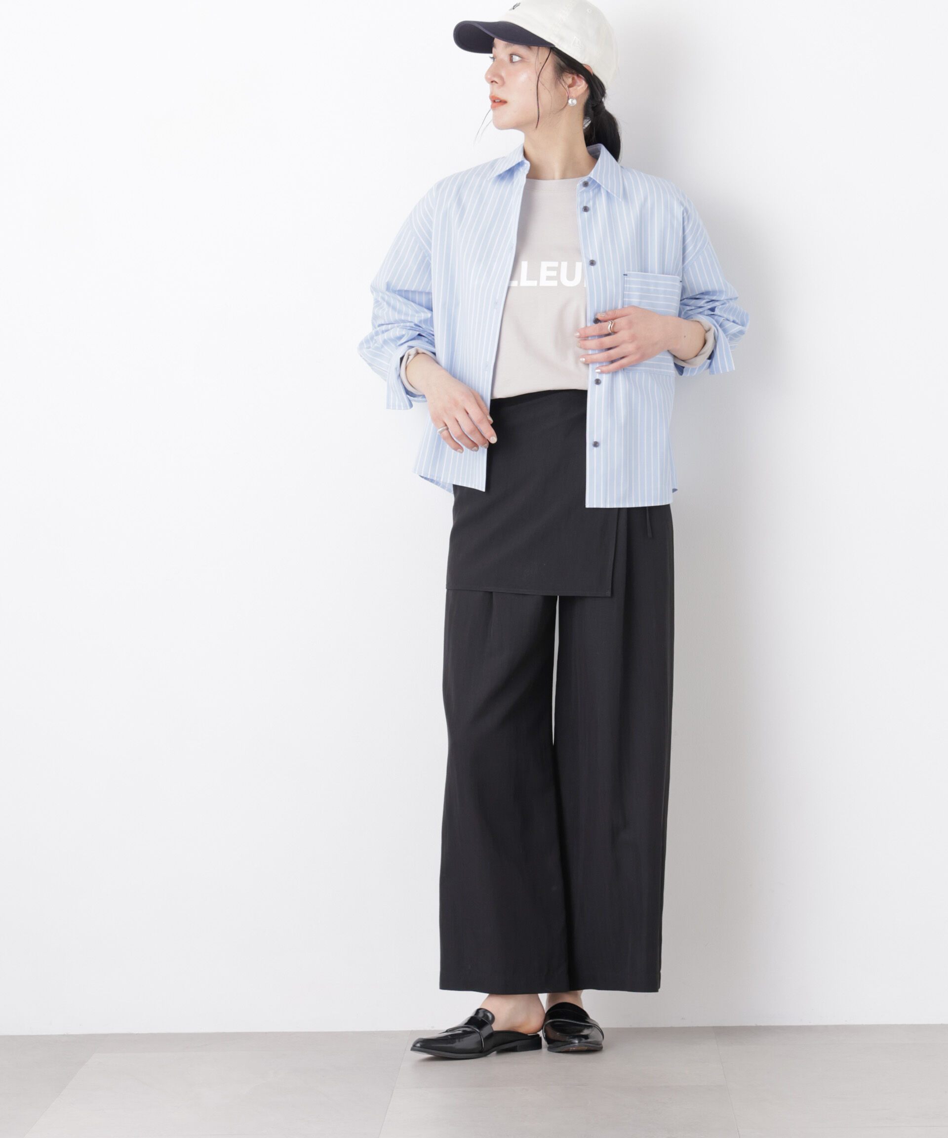 nano･universe「スカーフセットタックワイドパンツ」|チノ|