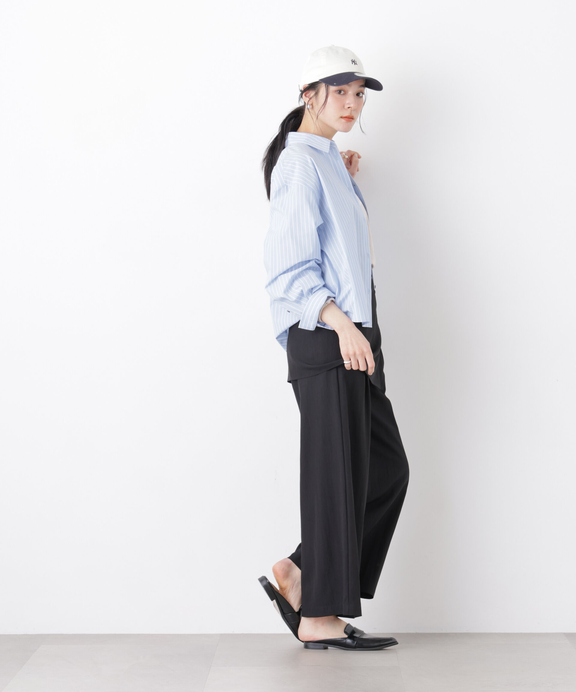 nano･universe「スカーフセットタックワイドパンツ」|チノ|