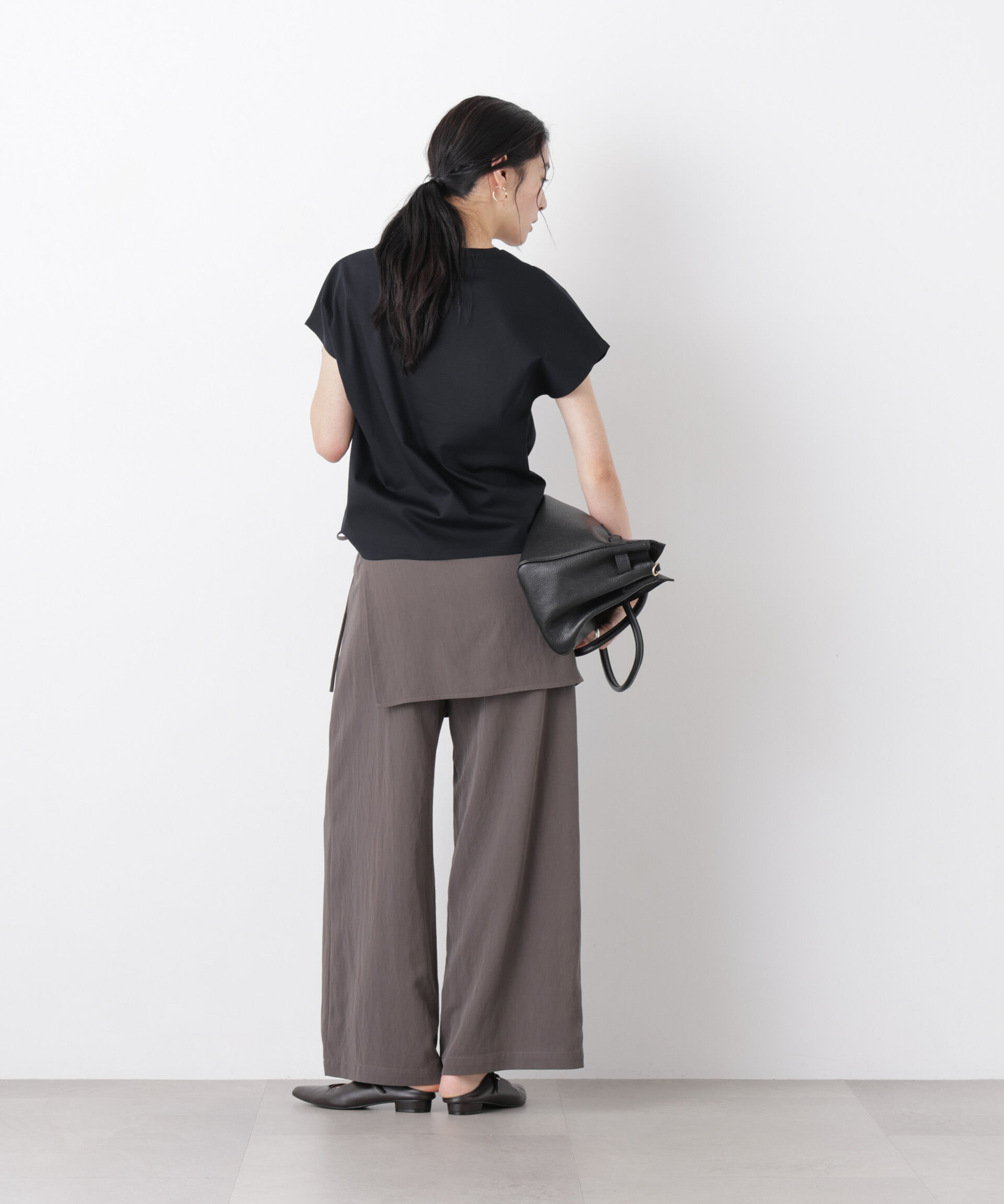 nano･universe「スカーフセットタックワイドパンツ」|チノ|