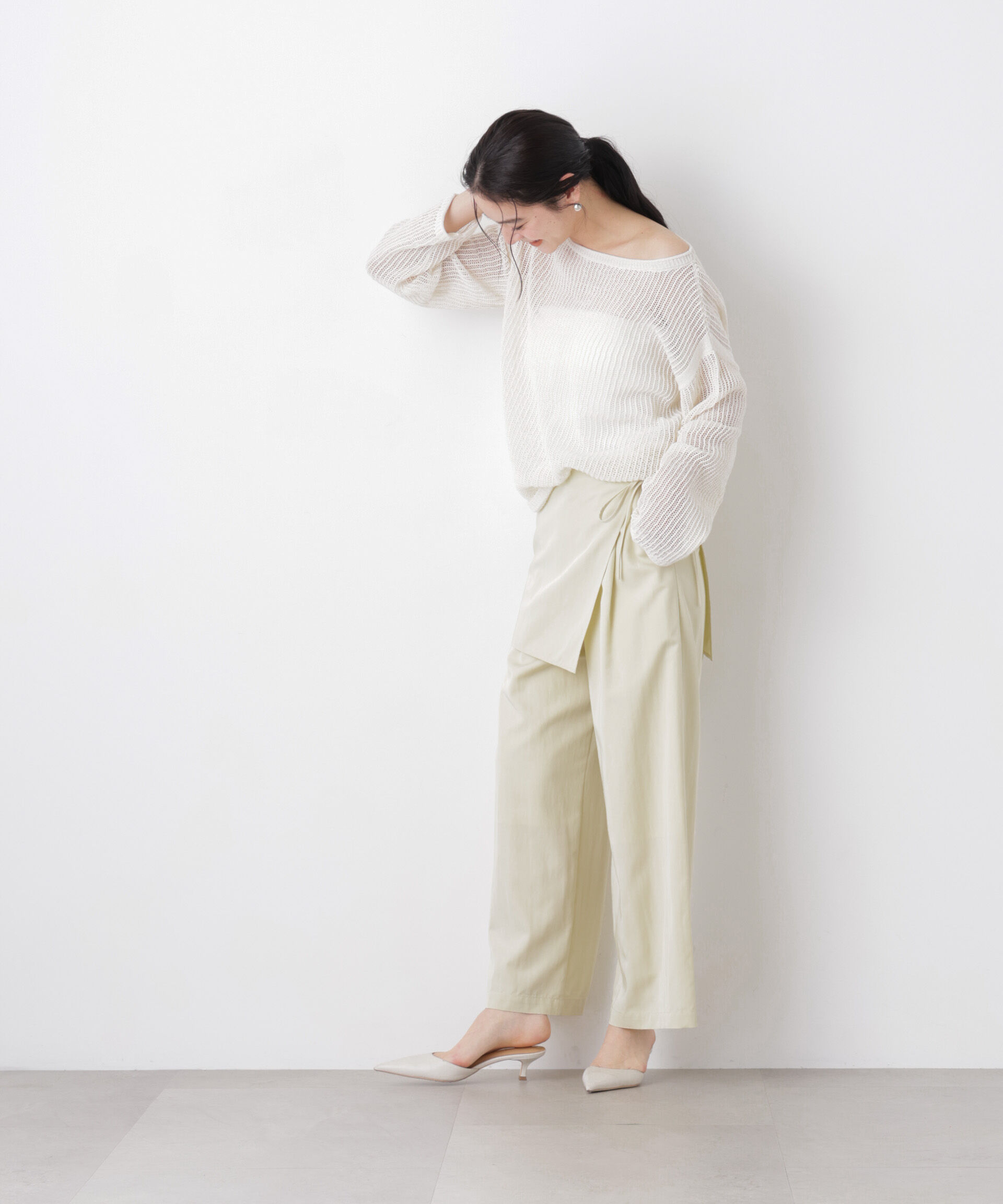 nano･universe「スカーフセットタックワイドパンツ」|チノ|