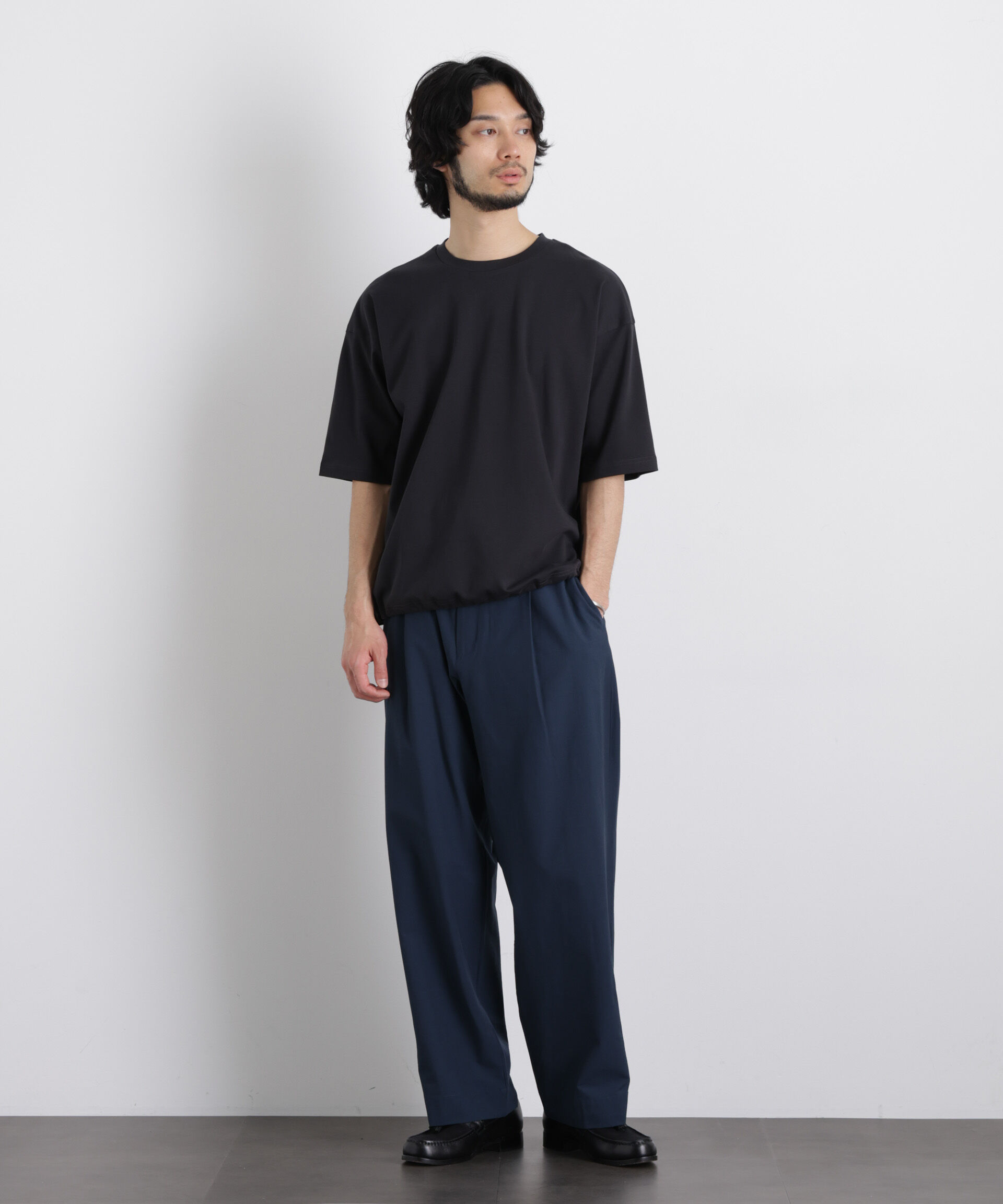 nano･universe「ストレッチワイド イージーパンツ」|チノ|