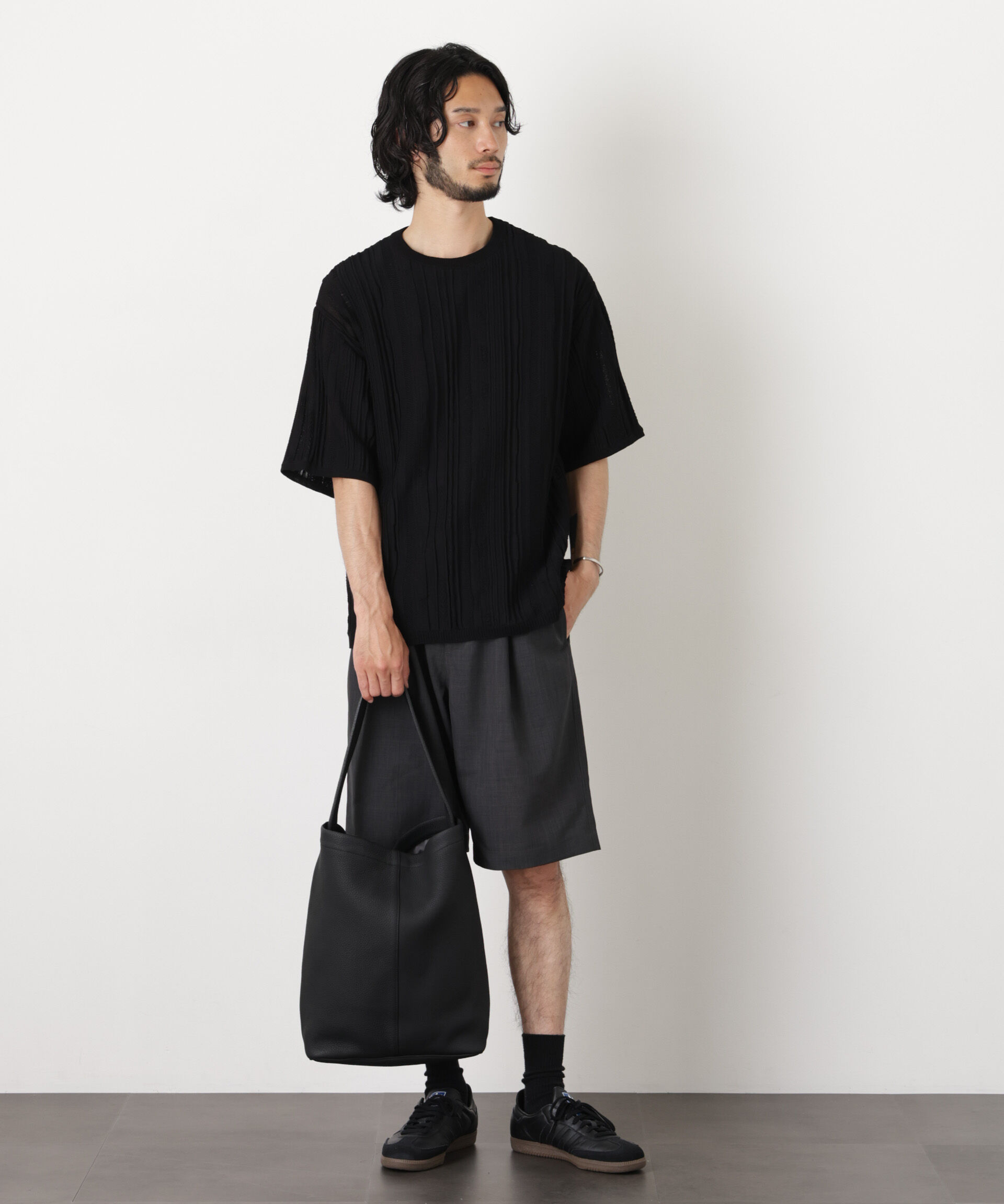 nano･universe「立体ジャガードニット 半袖」|ニット・セーター|