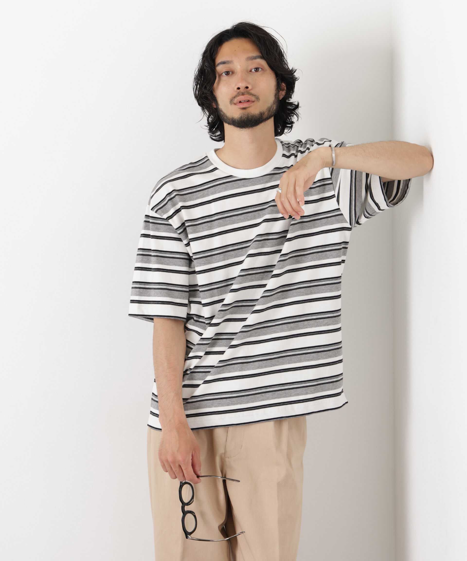 nano･universe「コーマコットンランダムボーダーTシャツ」|Tシャツ・カットソー|