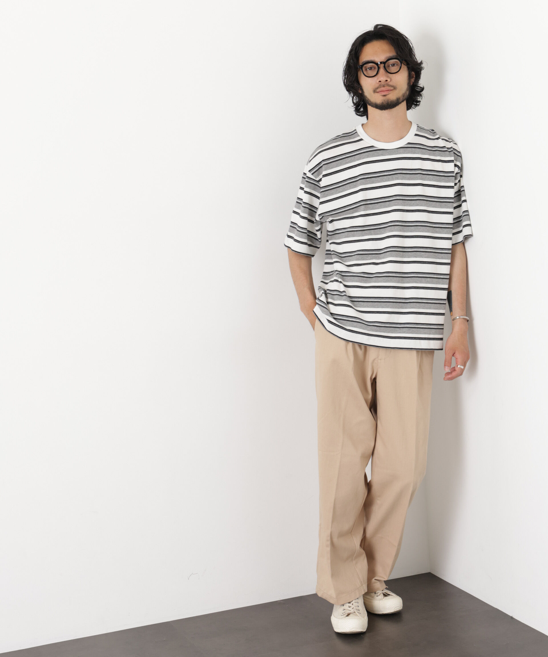 nano･universe「コーマコットンランダムボーダーTシャツ」|Tシャツ・カットソー|