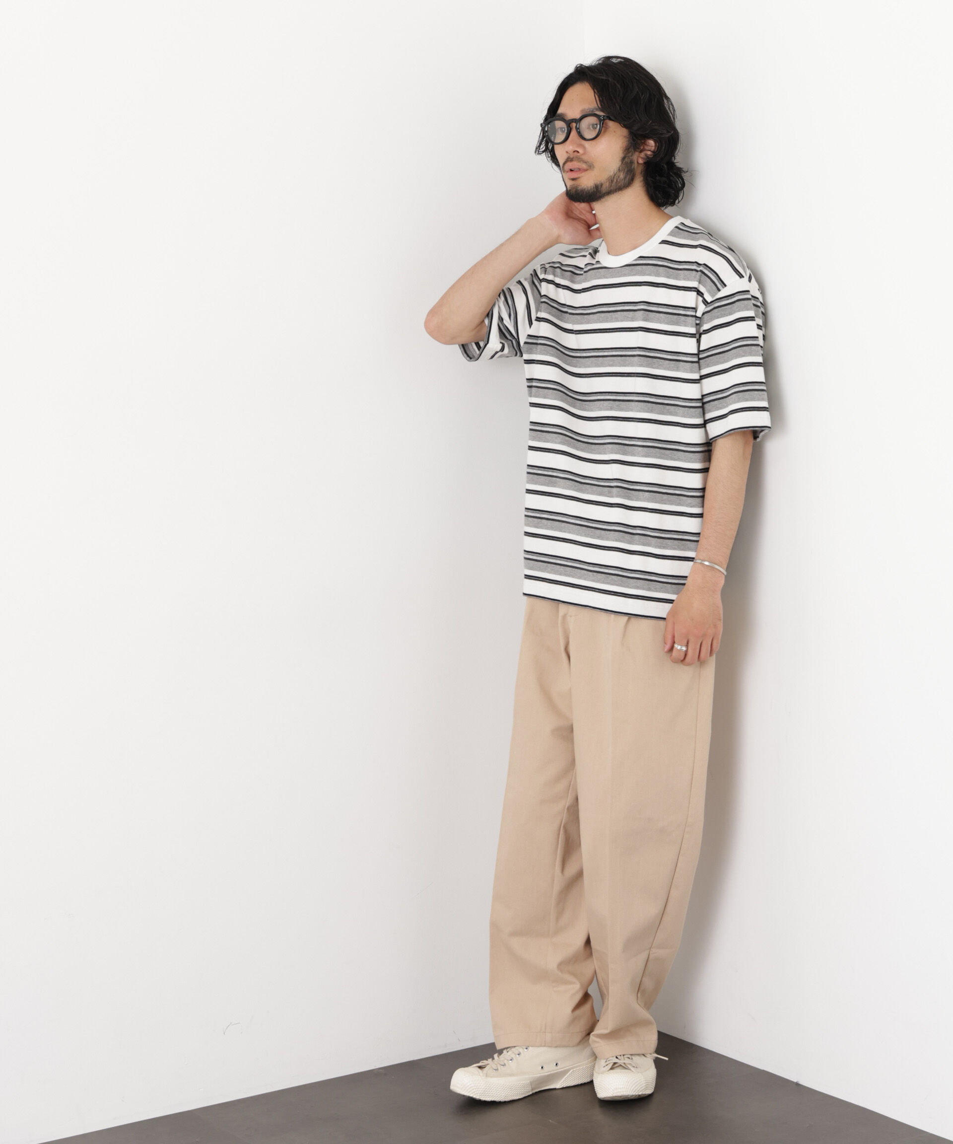 nano･universe「コーマコットンランダムボーダーTシャツ」|Tシャツ・カットソー|