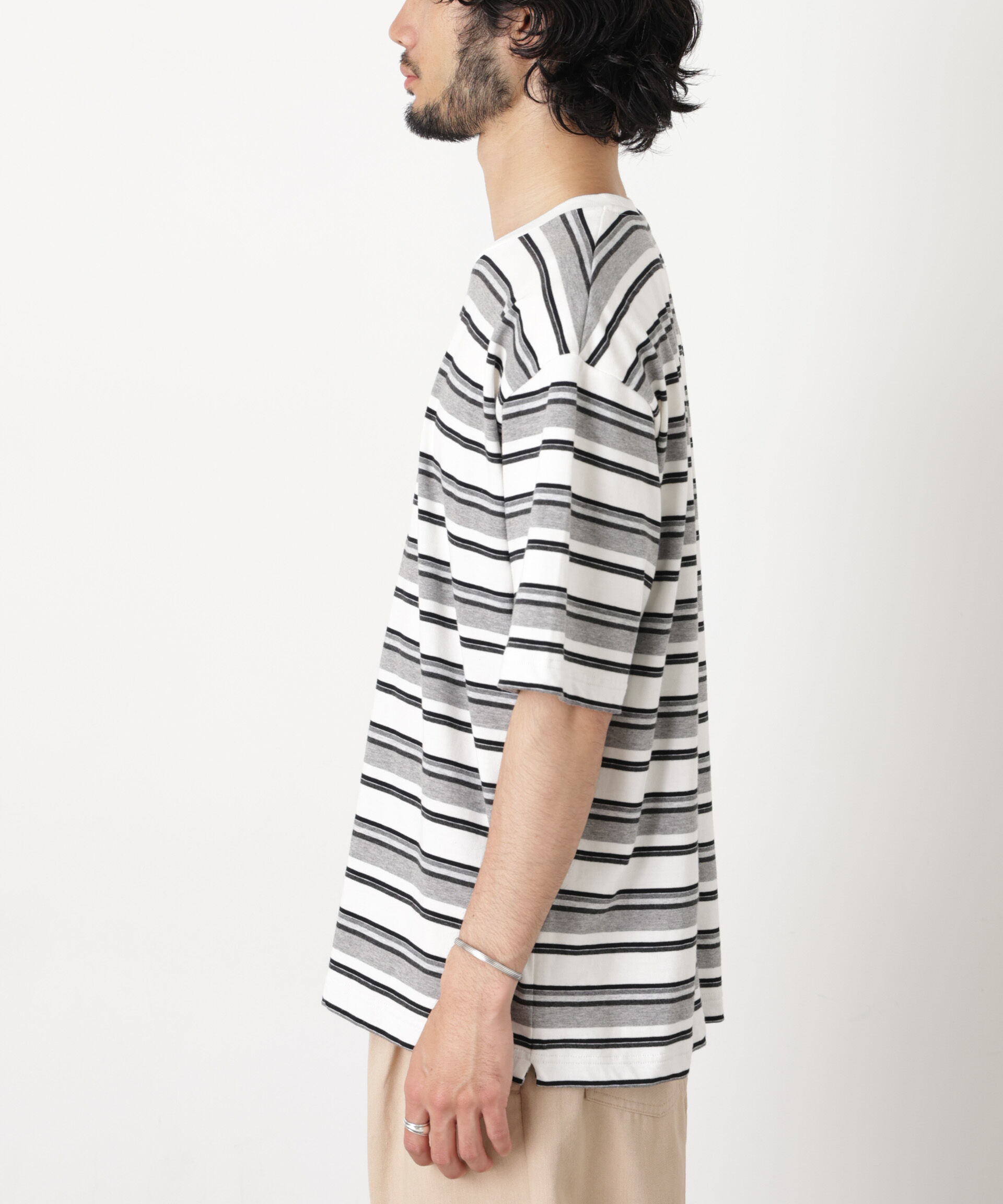 nano･universe「コーマコットンランダムボーダーTシャツ」|Tシャツ・カットソー|