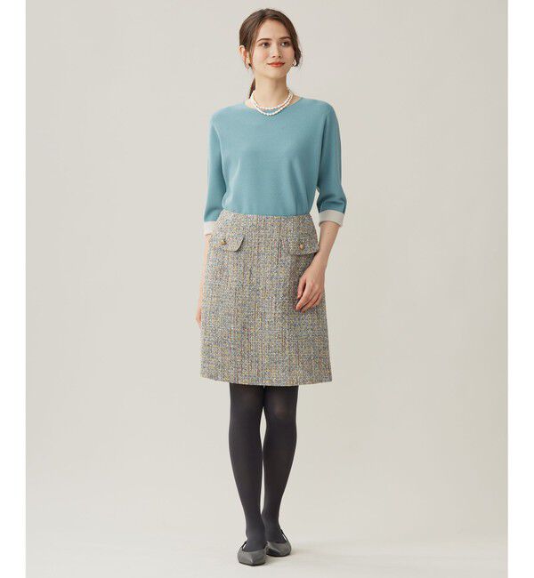 自由区「【アンサンブル対応・洗える】レーヨンストレッチ7分袖 ニット」|ニット・セーター|