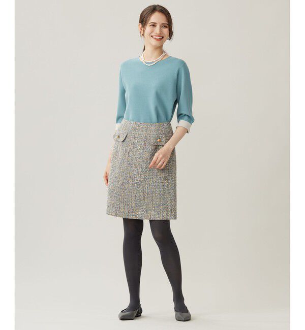 自由区「【アンサンブル対応・洗える】レーヨンストレッチ7分袖 ニット」|ニット・セーター|