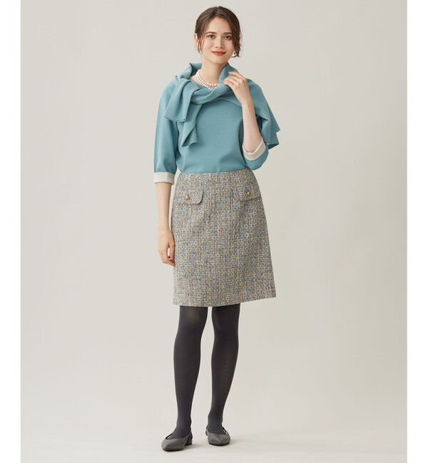 自由区「【アンサンブル対応・洗える】レーヨンストレッチ7分袖 ニット」|ニット・セーター|