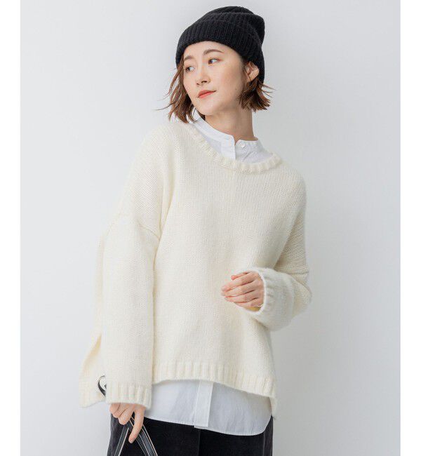 23区「【滝沢眞規子さん着用】ベビーアルパカ クロップド ニット」|ニット・セーター|ホワイト系