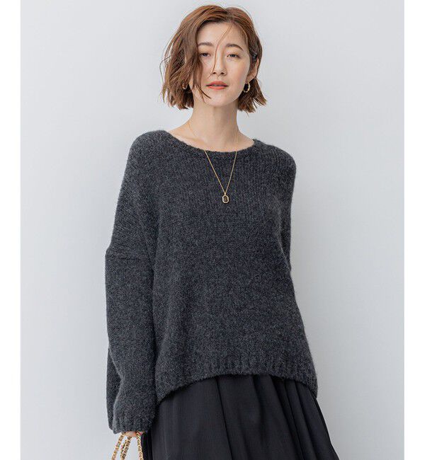 23区「【滝沢眞規子さん着用】ベビーアルパカ クロップド ニット」|ニット・セーター|グレー系