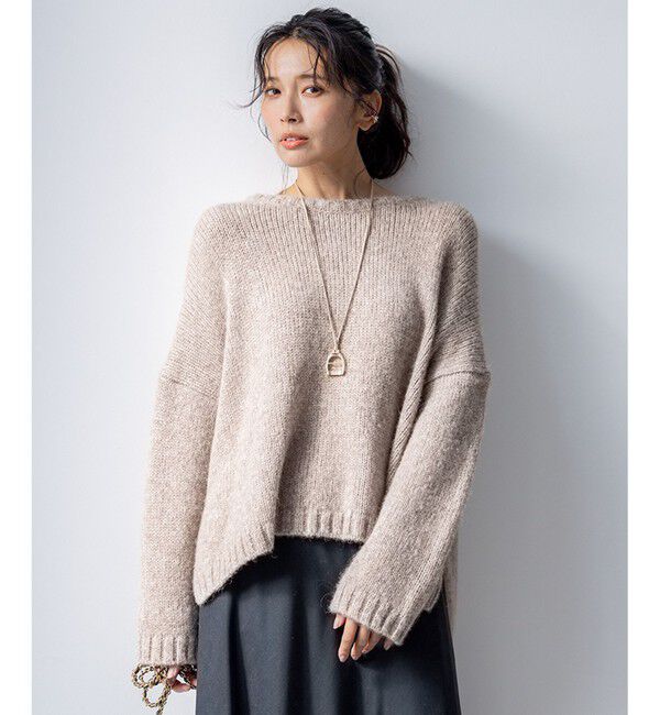 23区「【滝沢眞規子さん着用】ベビーアルパカ クロップド ニット」|ニット・セーター|ベージュ系