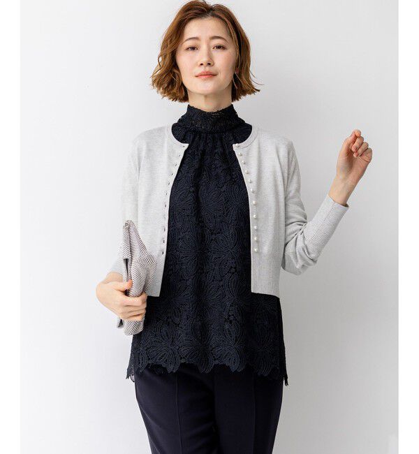 23区「【APPLAUDIR】コンパクト ラメカーディガン」|カーディガン|シルバー系