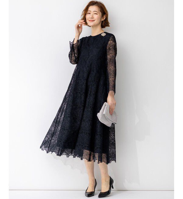 23区「【APPLAUDIR】Brocheリボンブーケレース ドレス」|ドレス|