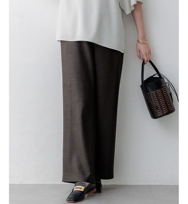 23区「リネンライクグロッシー ワイドパンツ」|その他|グレー系