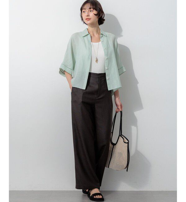 23区「リネンライクグロッシー ワイドパンツ」|その他|